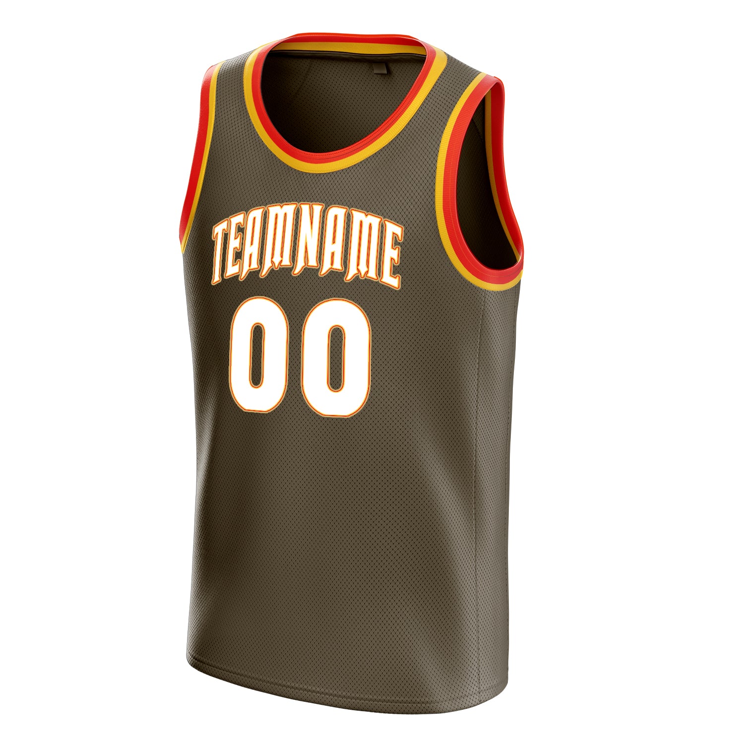 Personalized Olive & White Solid Color Basketball Jersey