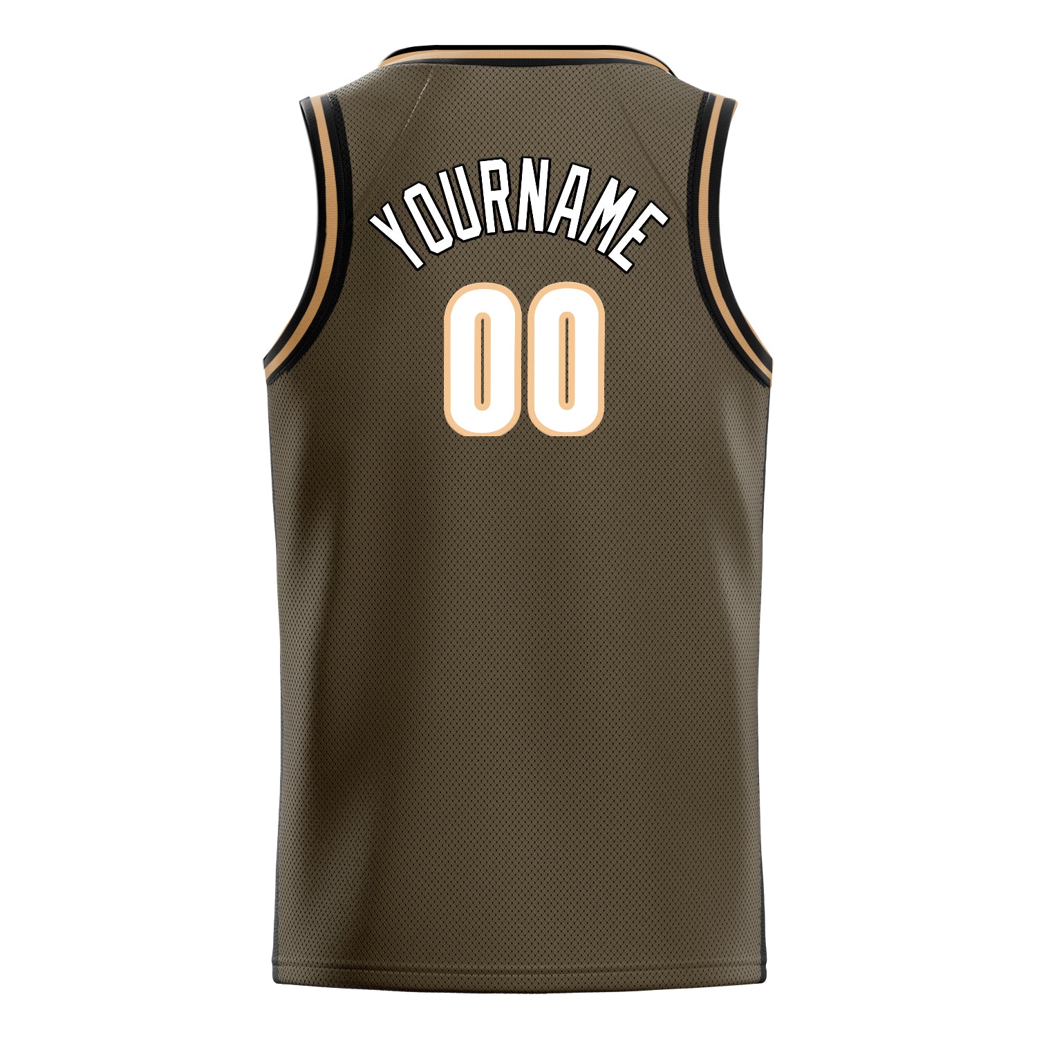 Personalized Olive & White Solid Color Basketball Jersey