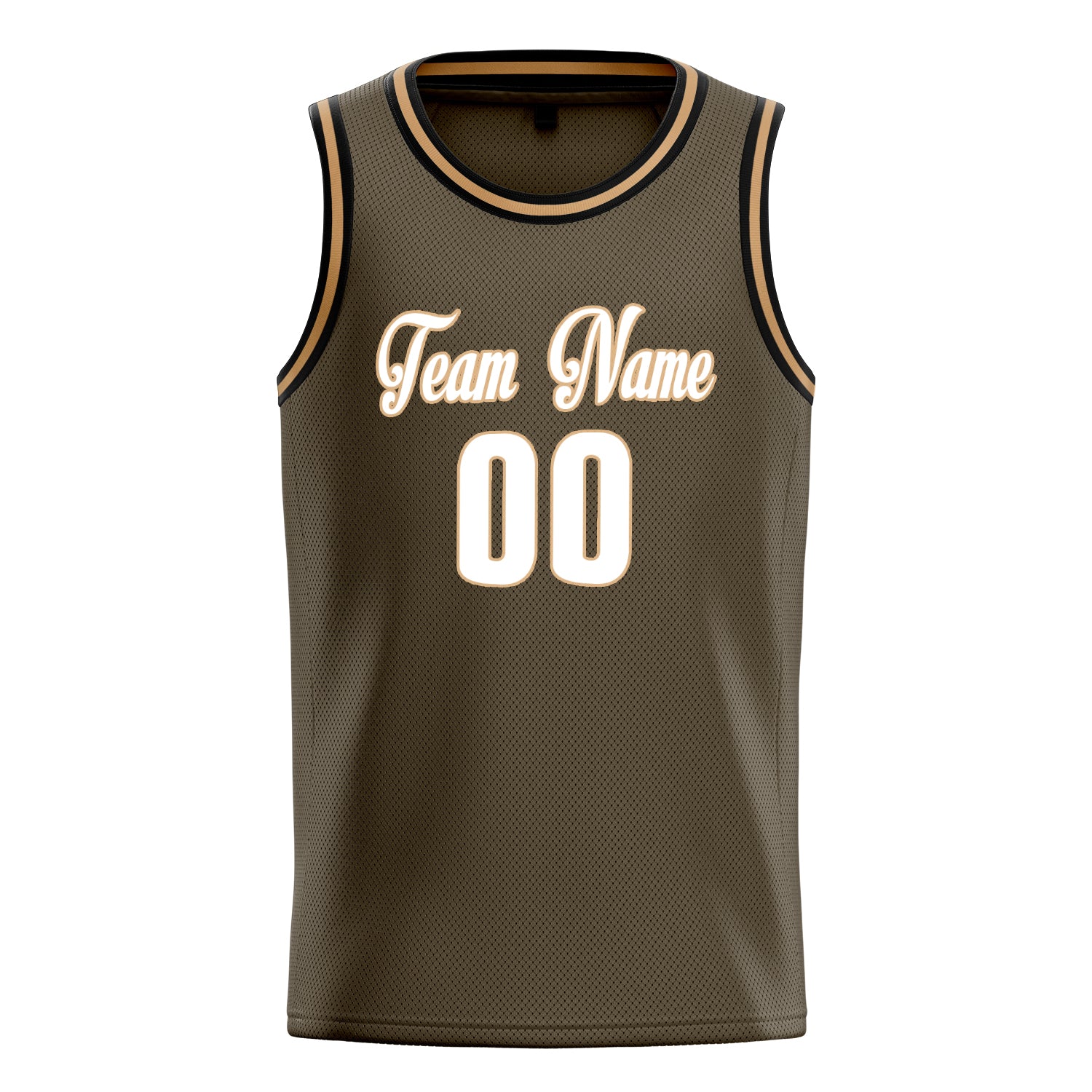 Personalized Olive & White Solid Color Basketball Jersey