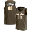 Personalized Olive & White Solid Color Basketball Jersey