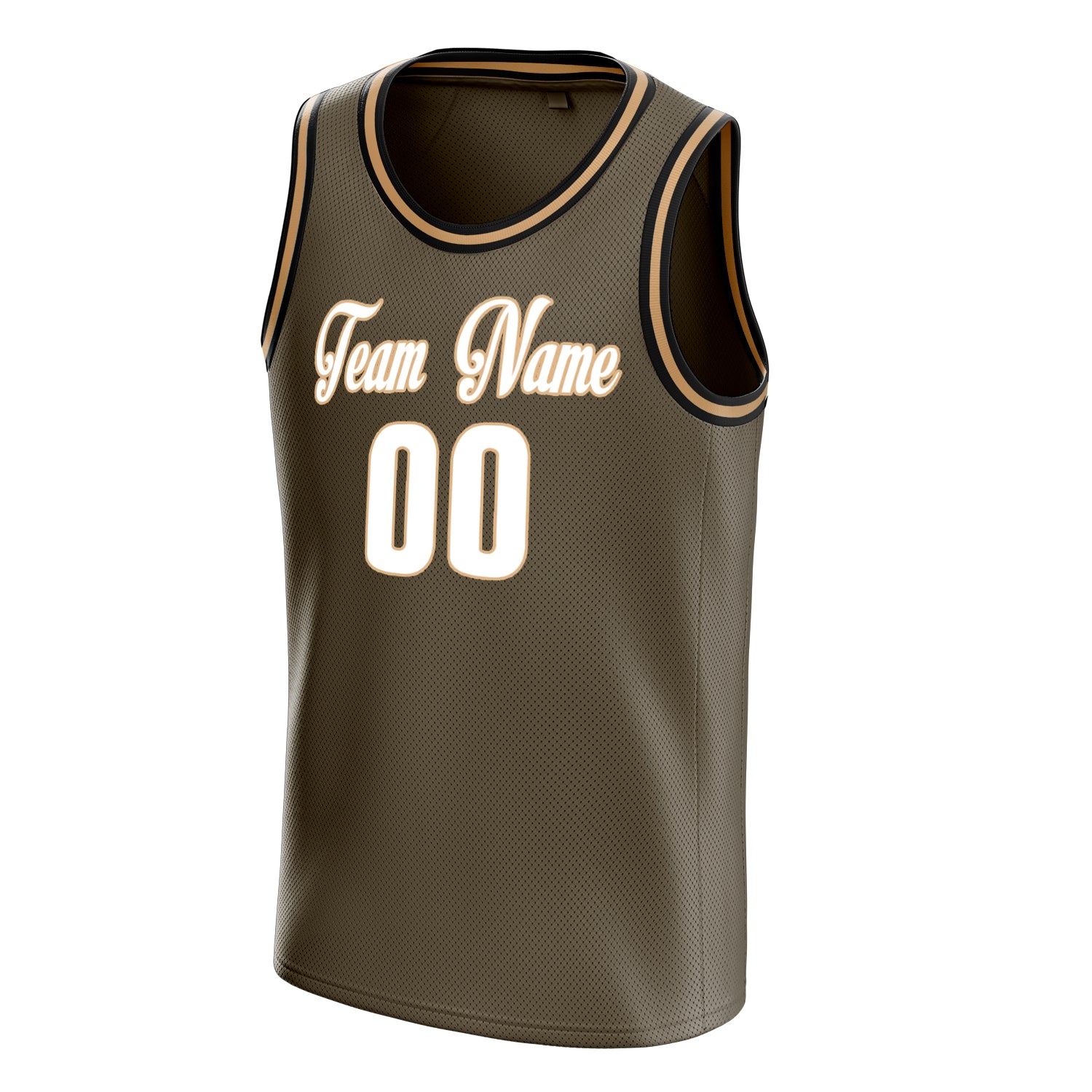 Personalized Olive & White Solid Color Basketball Jersey