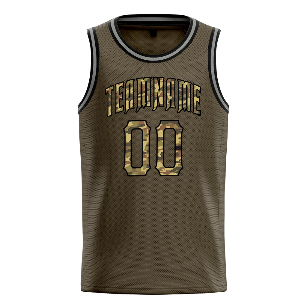 Personalized Olive & Camo Solid Color Basketball Jersey