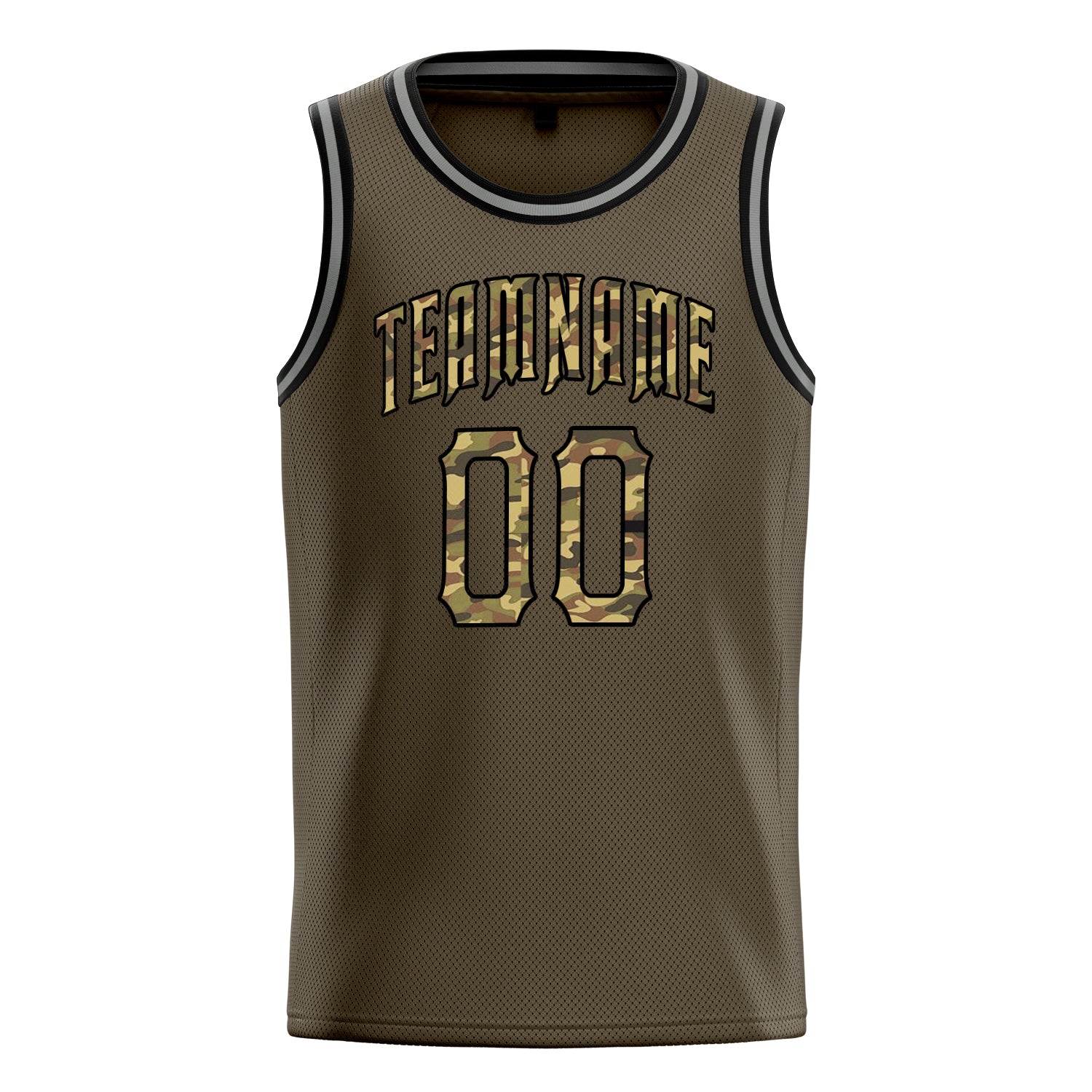 Personalized Olive & Camo Solid Color Basketball Jersey