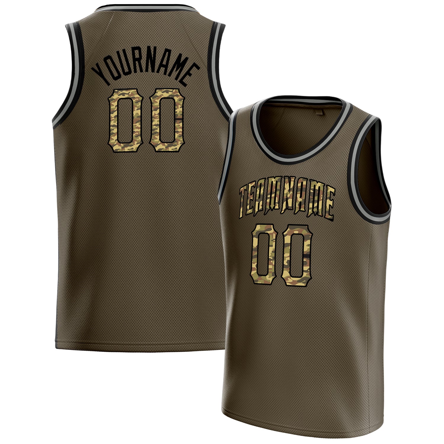Personalized Olive & Camo Solid Color Basketball Jersey