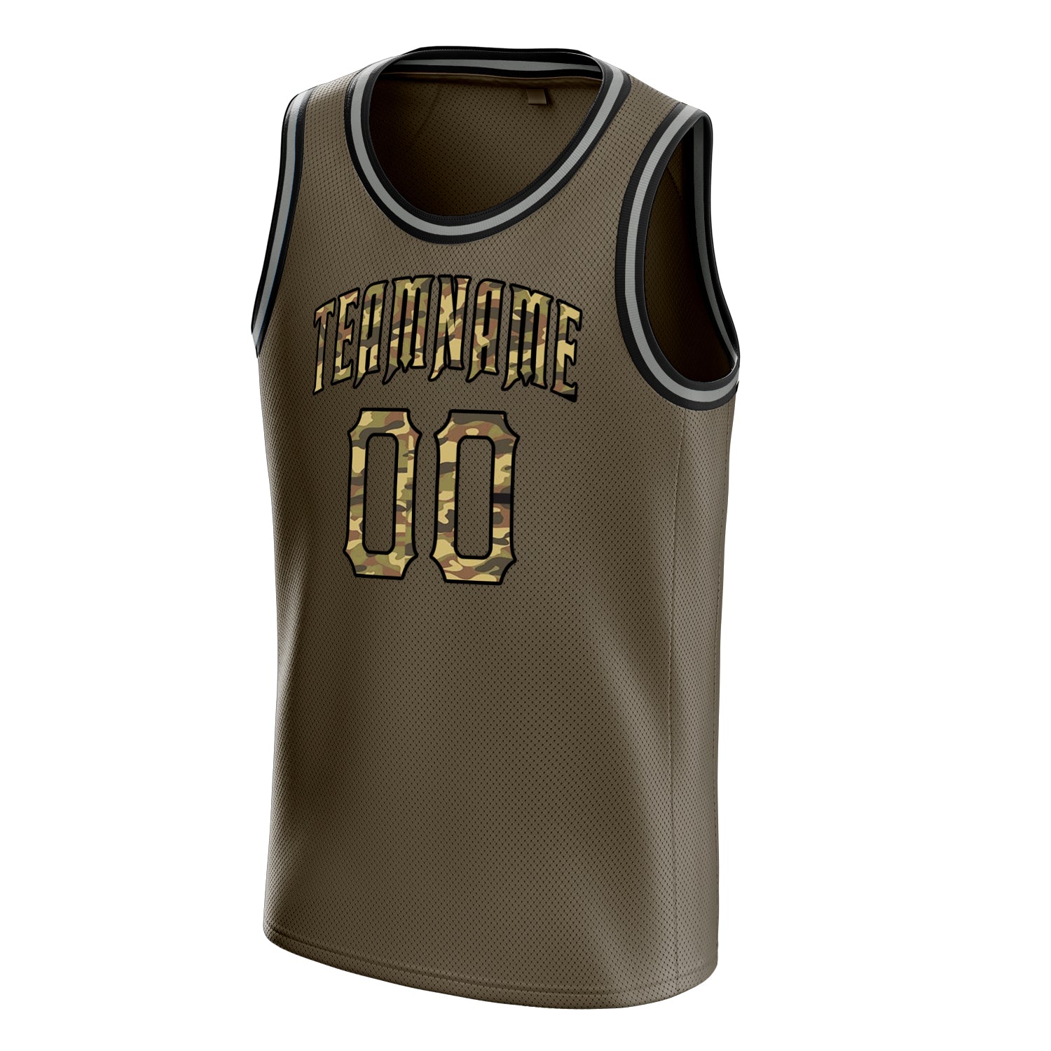 Personalized Olive & Camo Solid Color Basketball Jersey