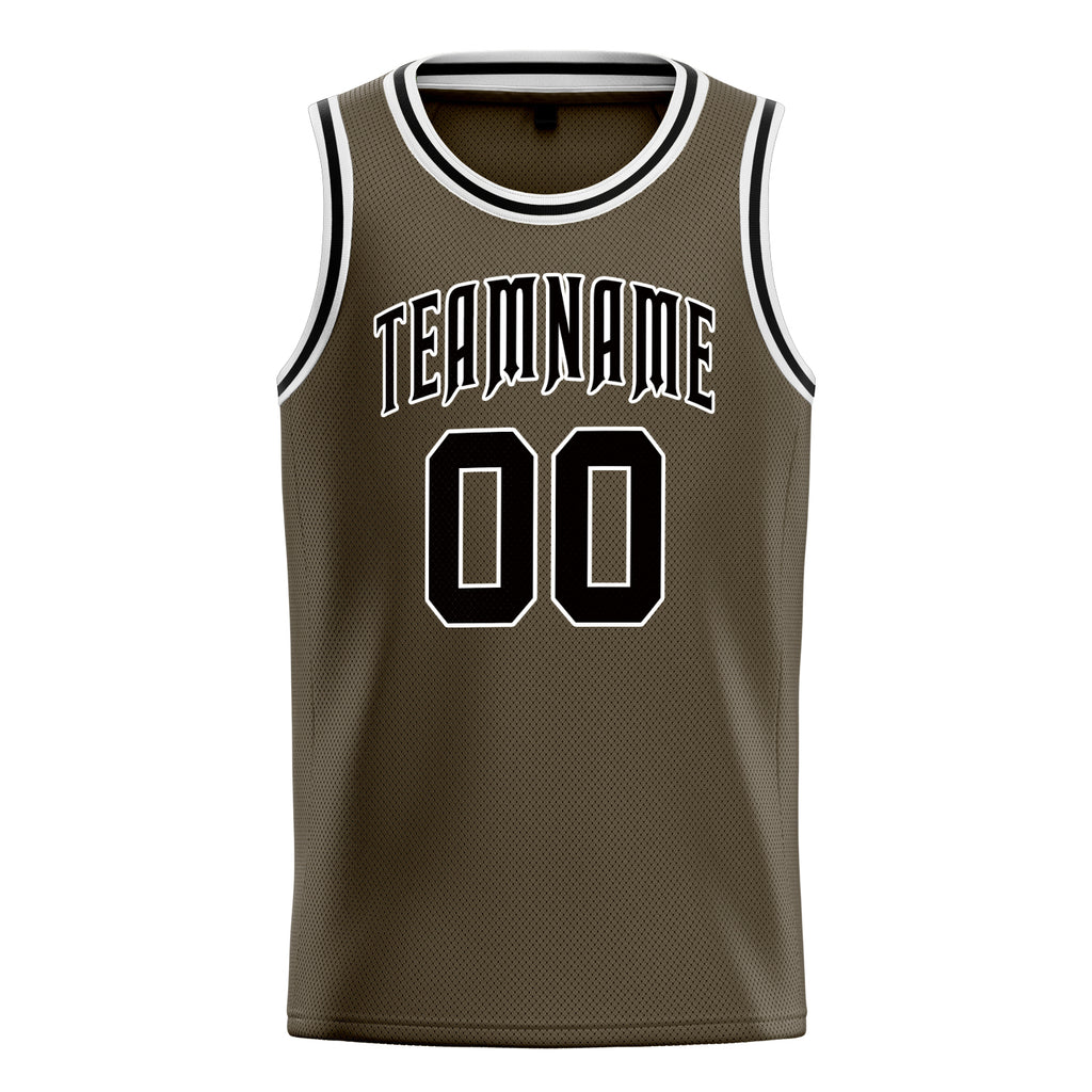 Personalized Olive & Black Solid Color Basketball Jersey