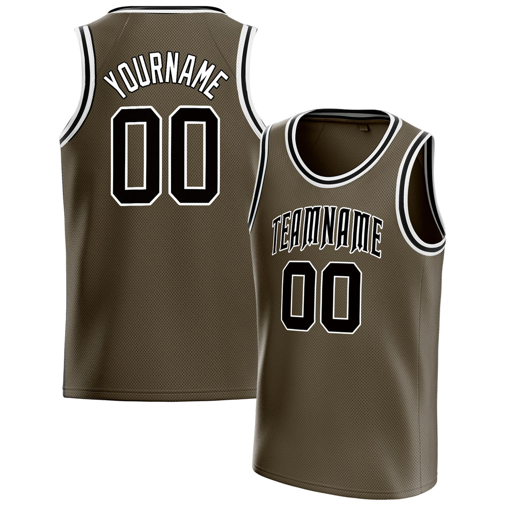 Personalized Olive & Black Solid Color Basketball Jersey