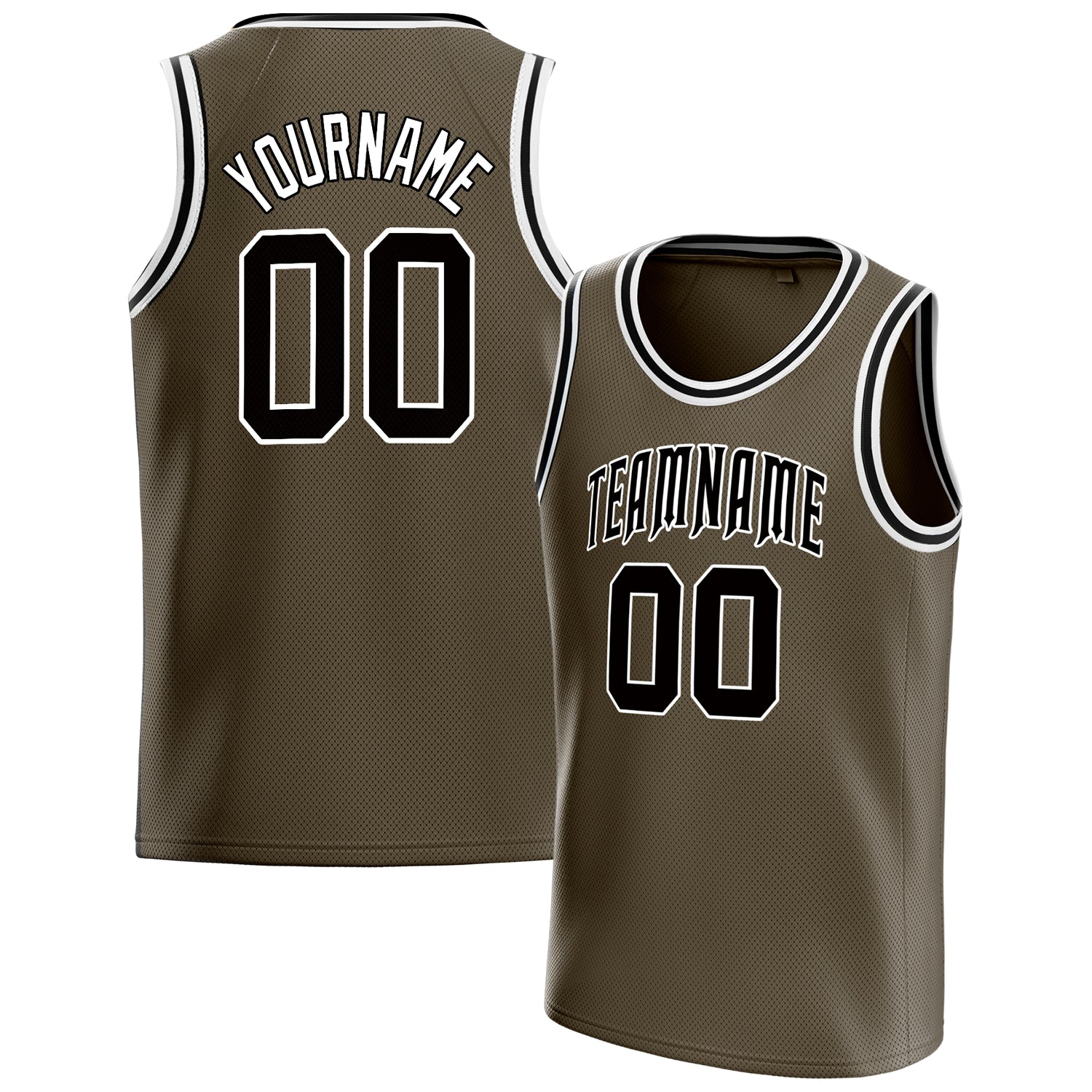 Personalized Olive & Black Solid Color Basketball Jersey