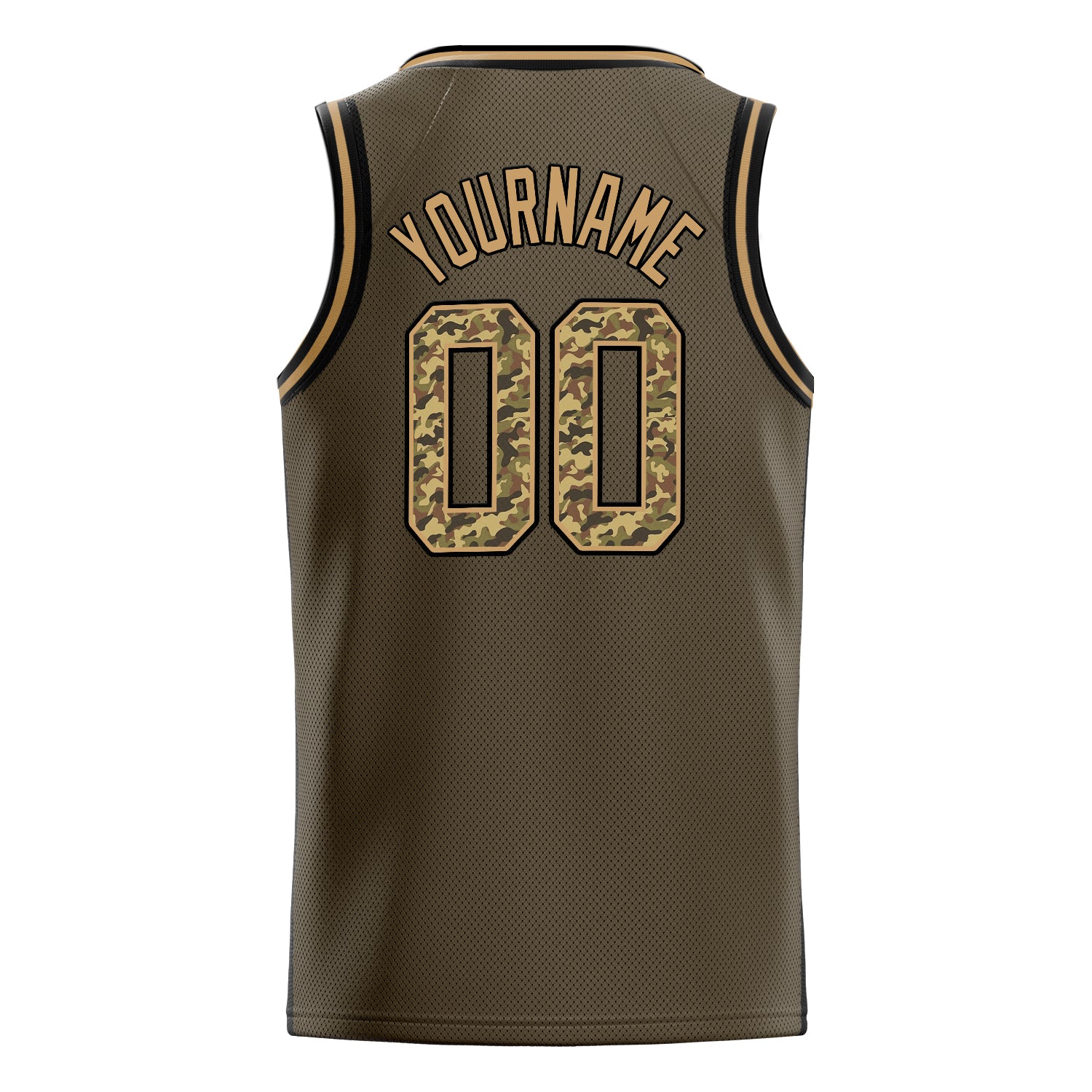 Personalized Olive & Camo Solid Color Basketball Jersey