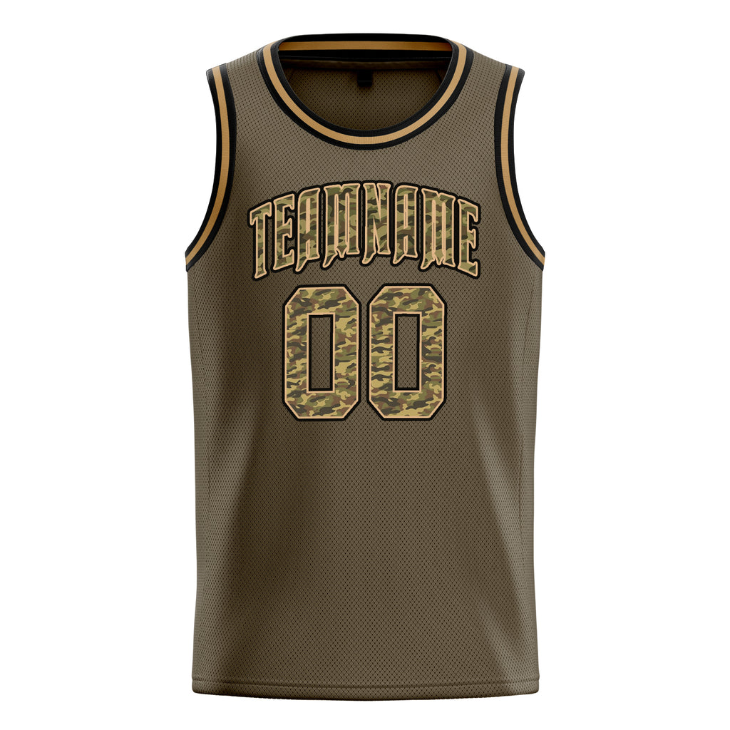Personalized Olive & Camo Solid Color Basketball Jersey