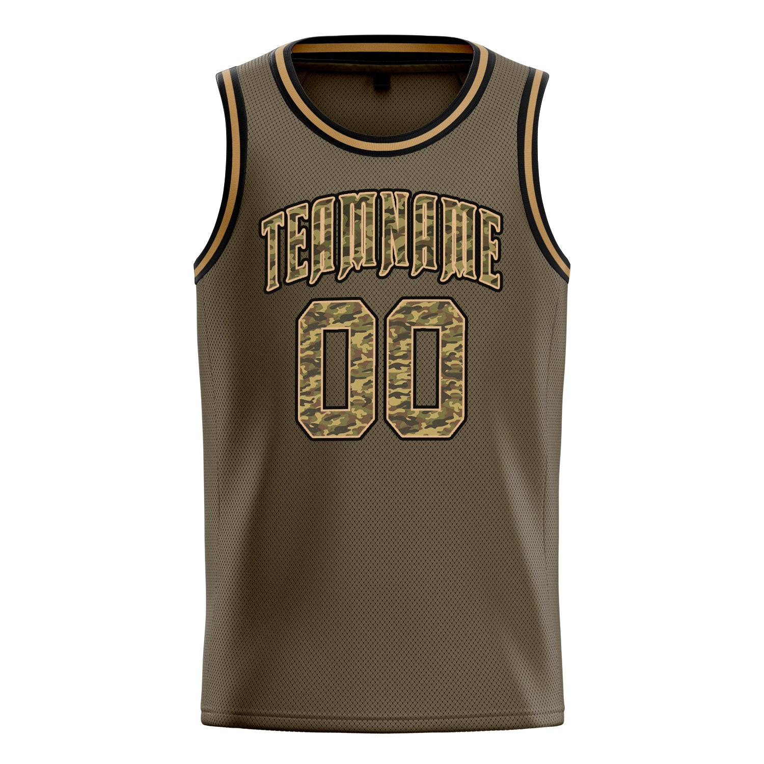 Personalized Olive & Camo Solid Color Basketball Jersey