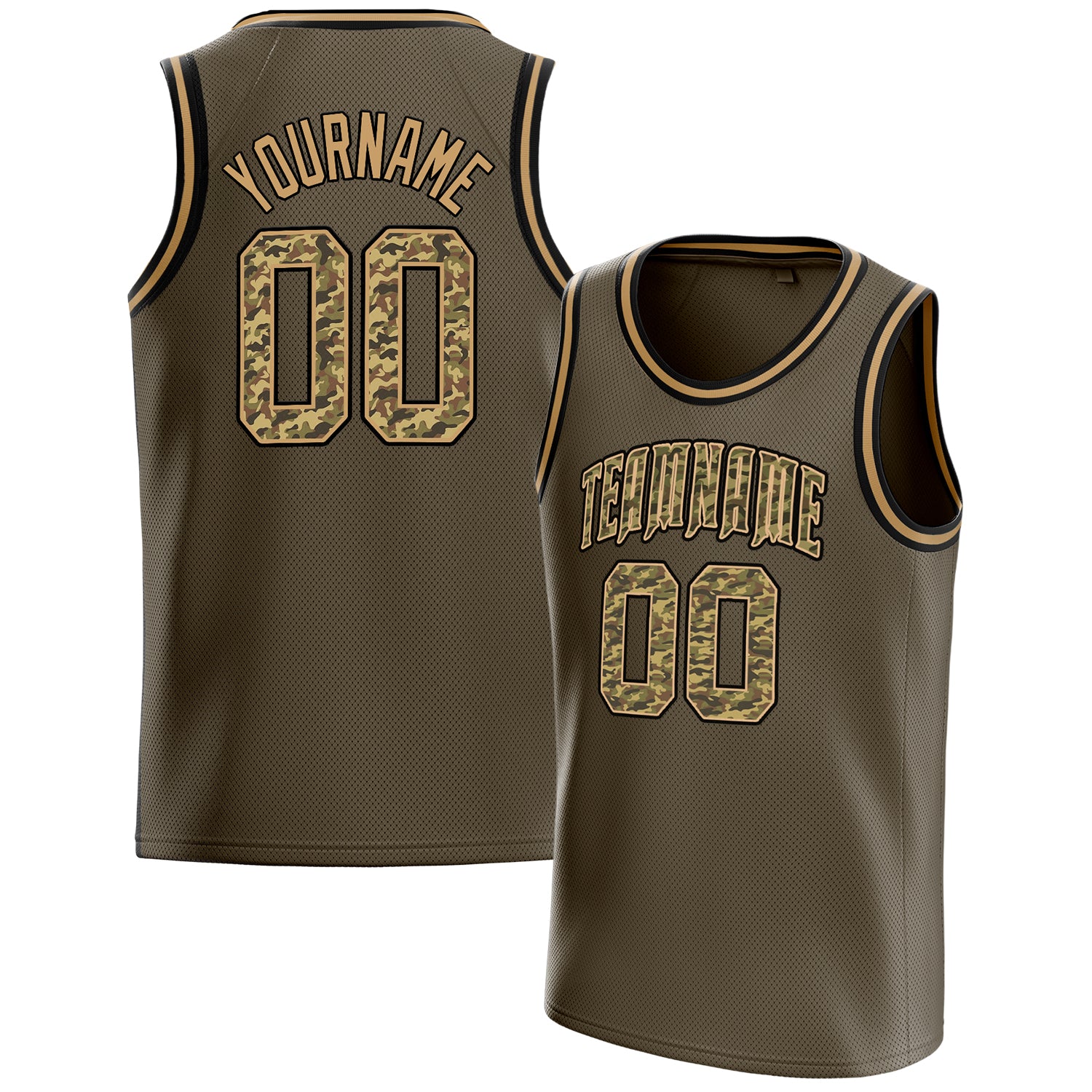 Personalized Olive & Camo Solid Color Basketball Jersey