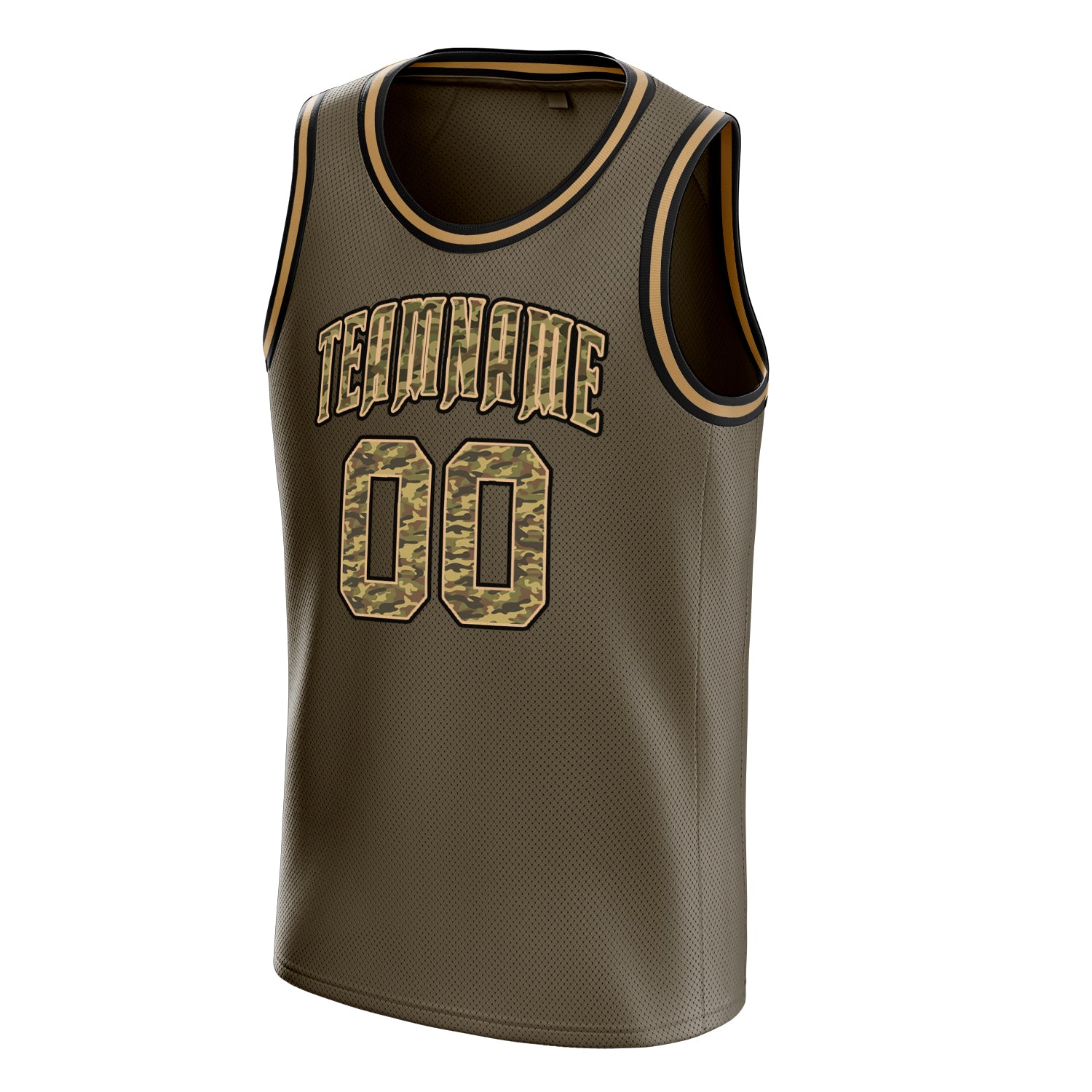 Personalized Olive & Camo Solid Color Basketball Jersey