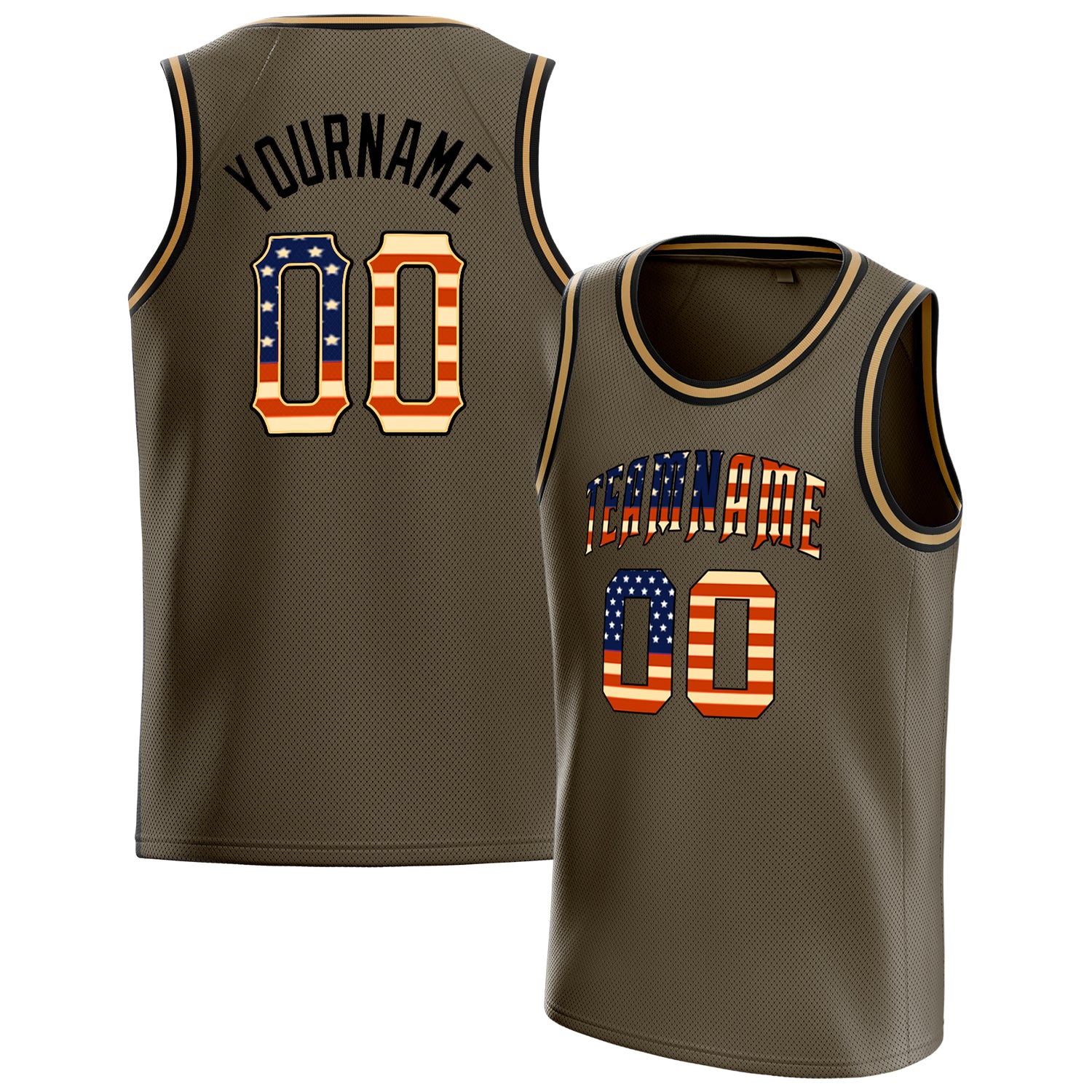 Personalized Olive & Black Solid Color Basketball Jersey