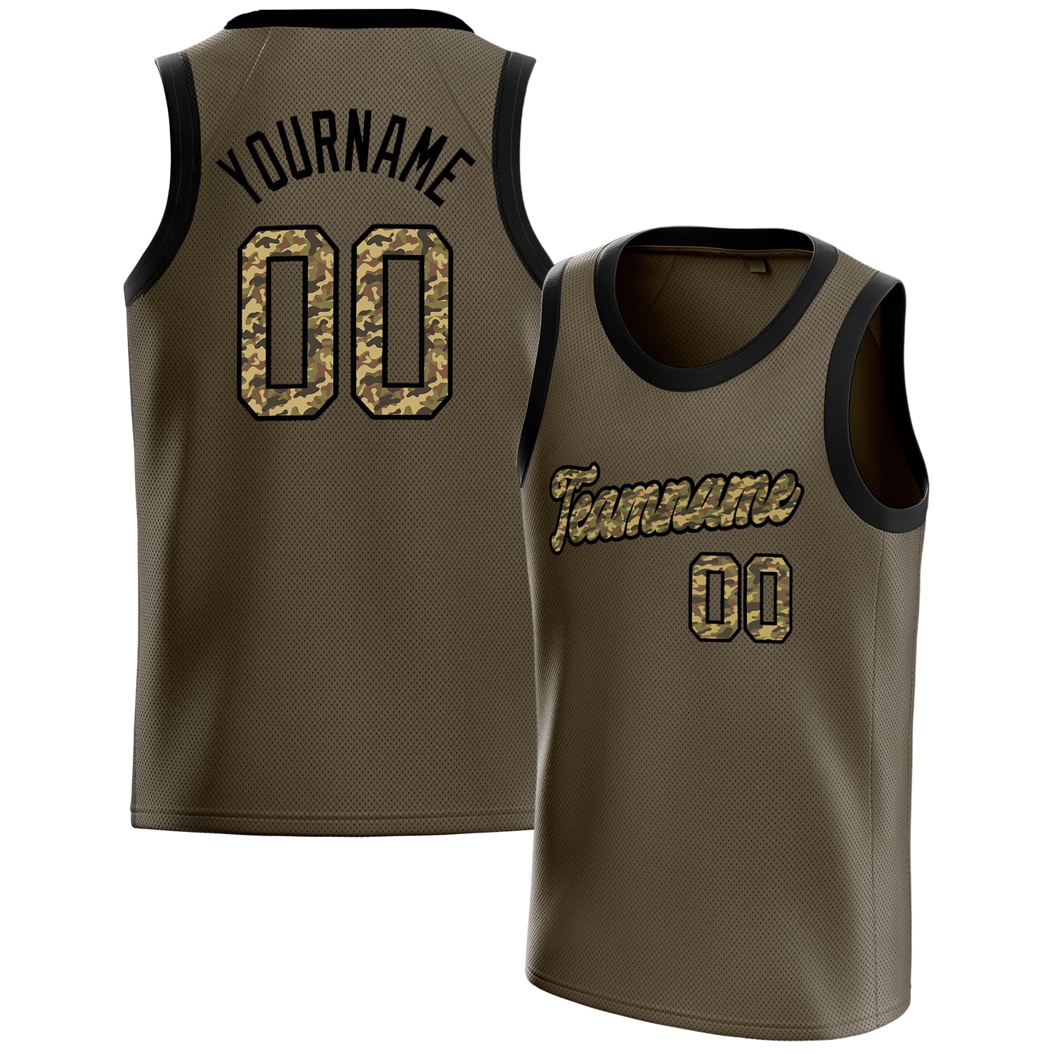 Personalized Olive & Camo Solid Color Basketball Jersey