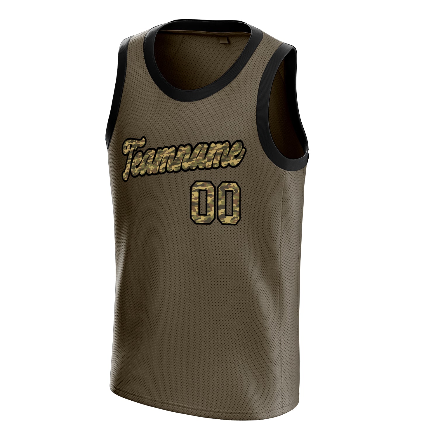 Personalized Olive & Camo Solid Color Basketball Jersey
