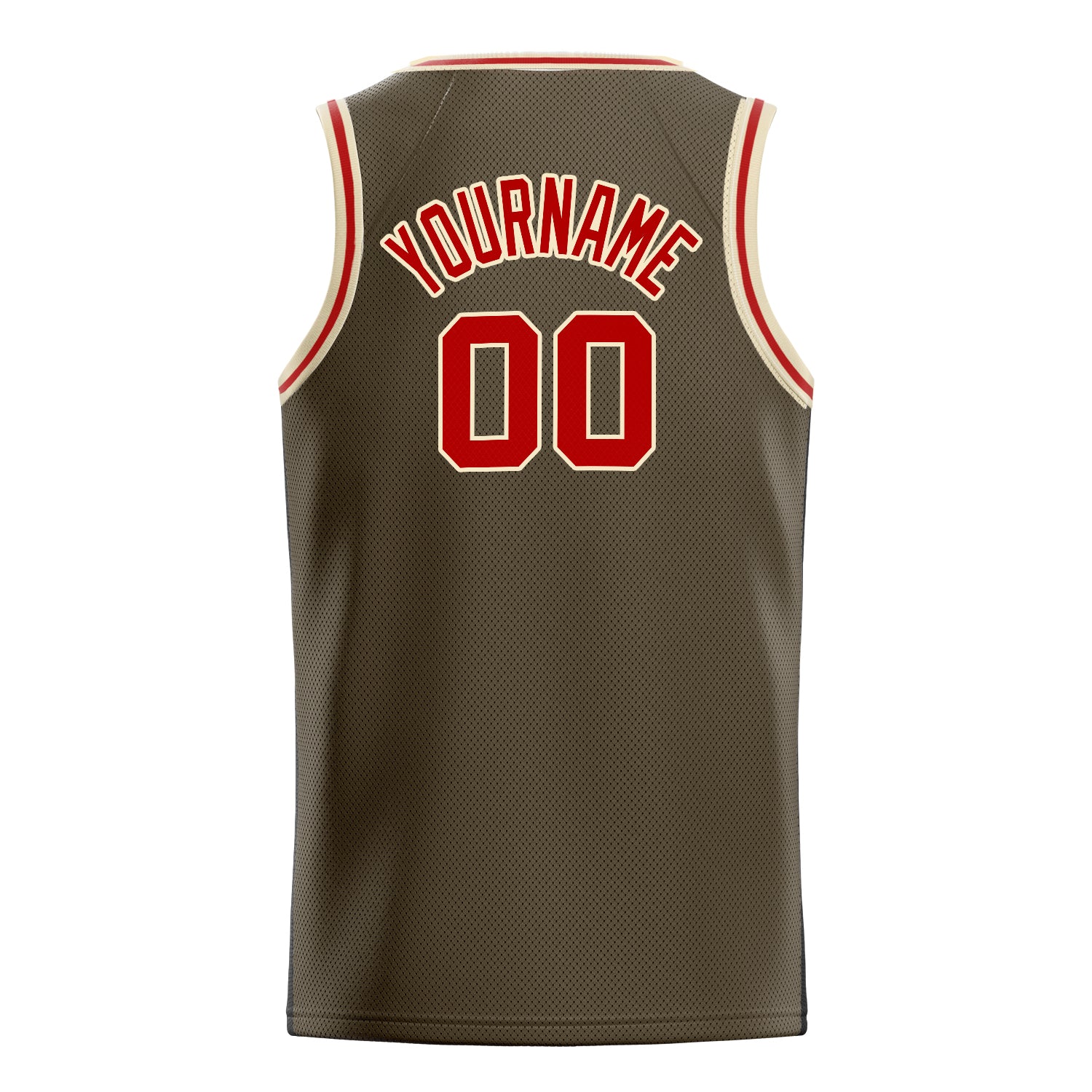 Personalized Olive & Red Solid Color Basketball Jersey