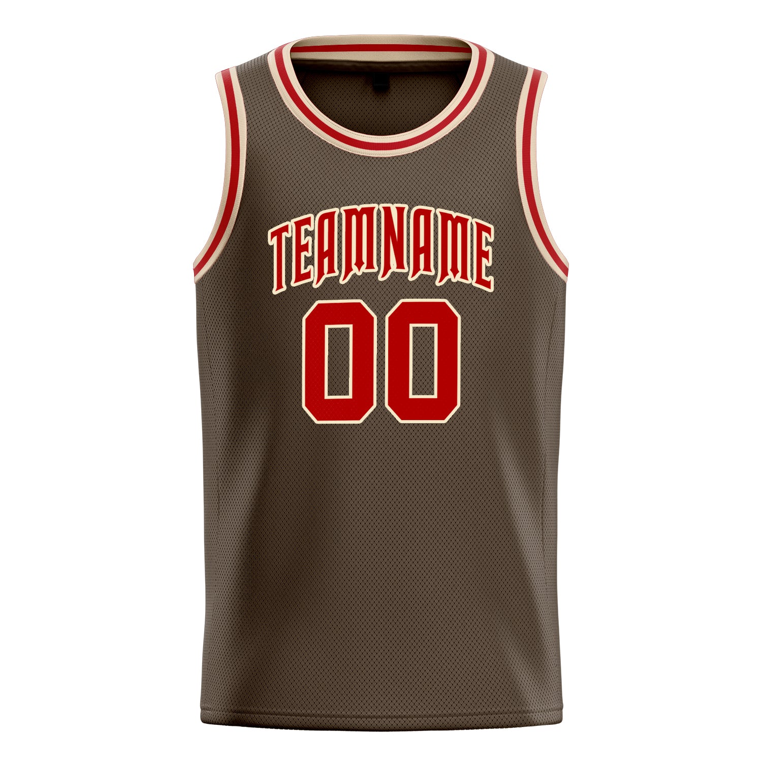 Personalized Olive & Red Solid Color Basketball Jersey