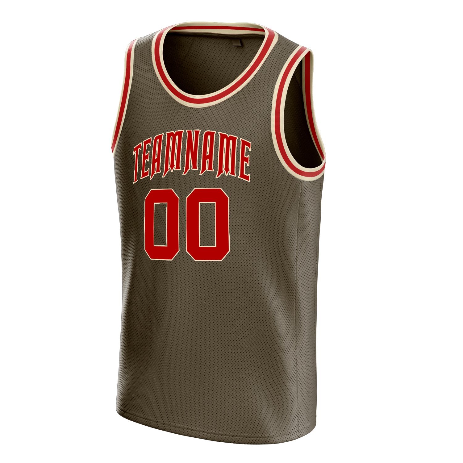 Personalized Olive & Red Solid Color Basketball Jersey