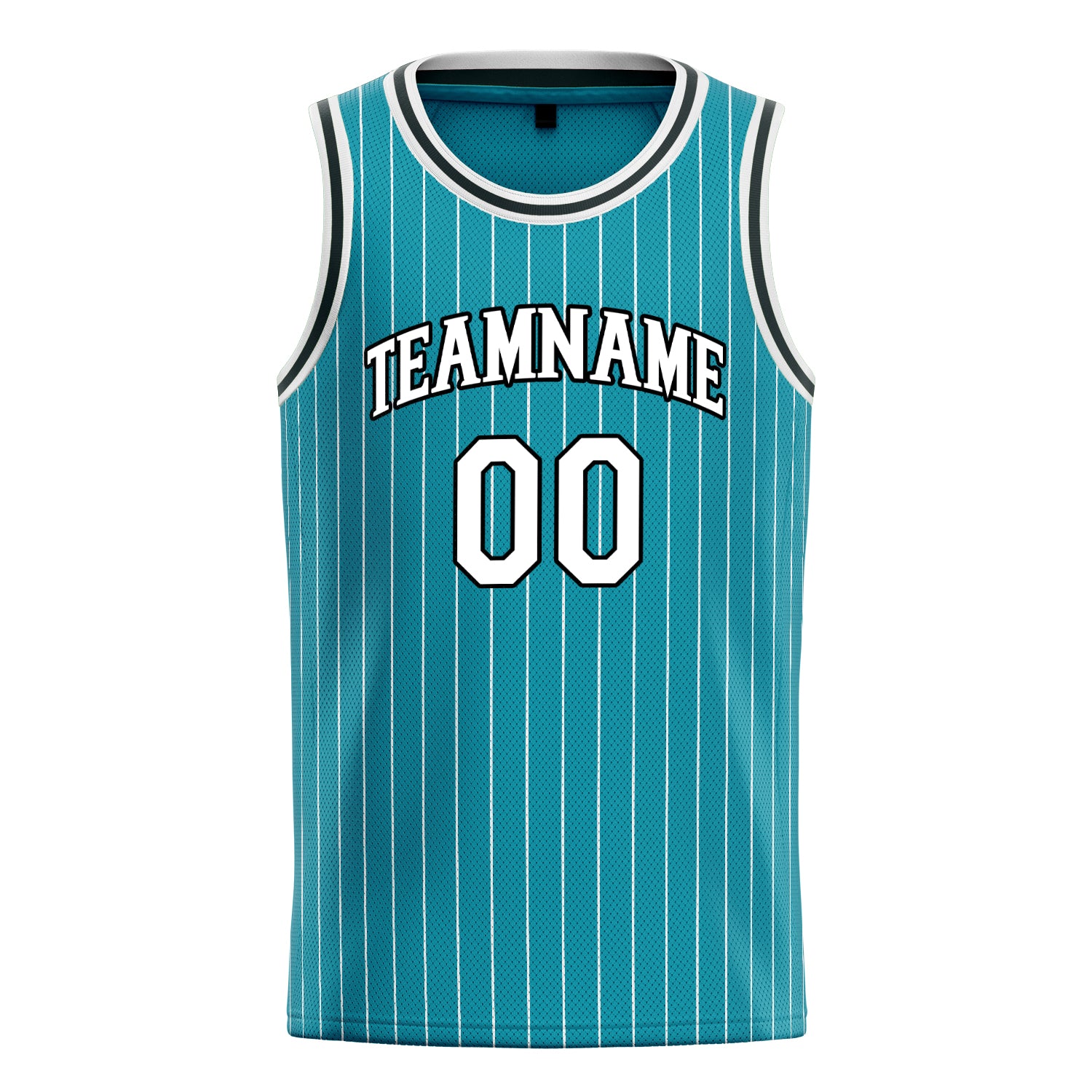 Personalized Teal & White Pinstripe Basketball Jersey