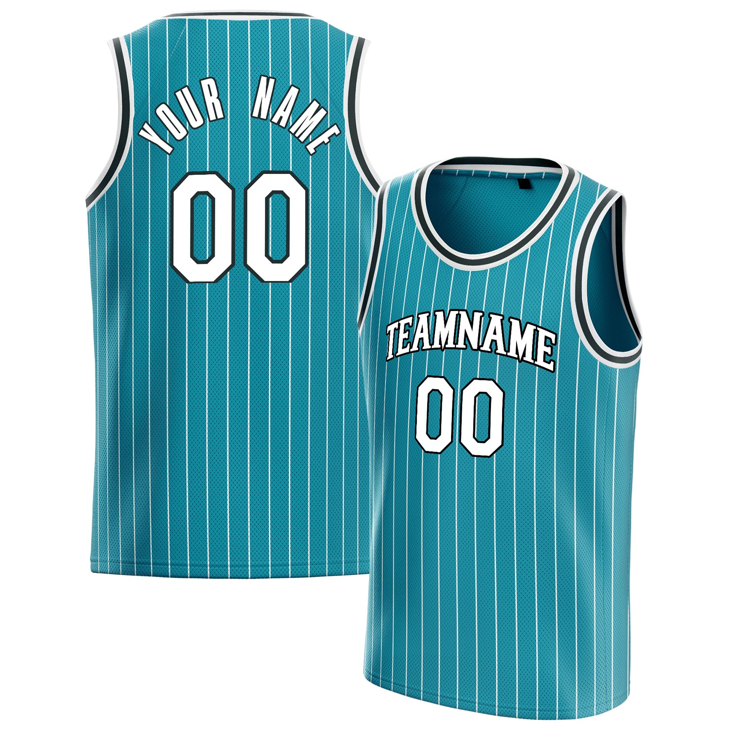 Personalized Teal & White Pinstripe Basketball Jersey