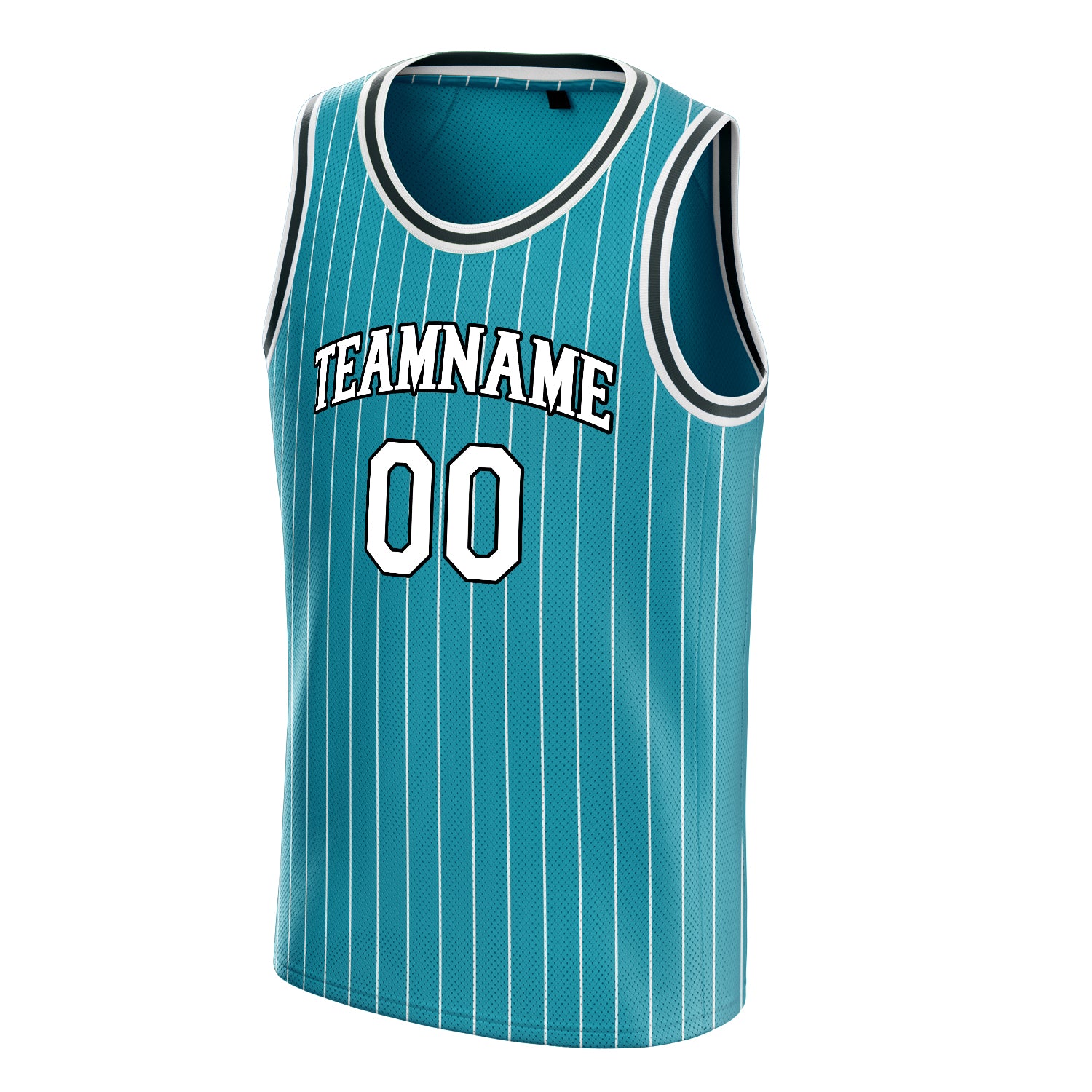 Personalized Teal & White Pinstripe Basketball Jersey