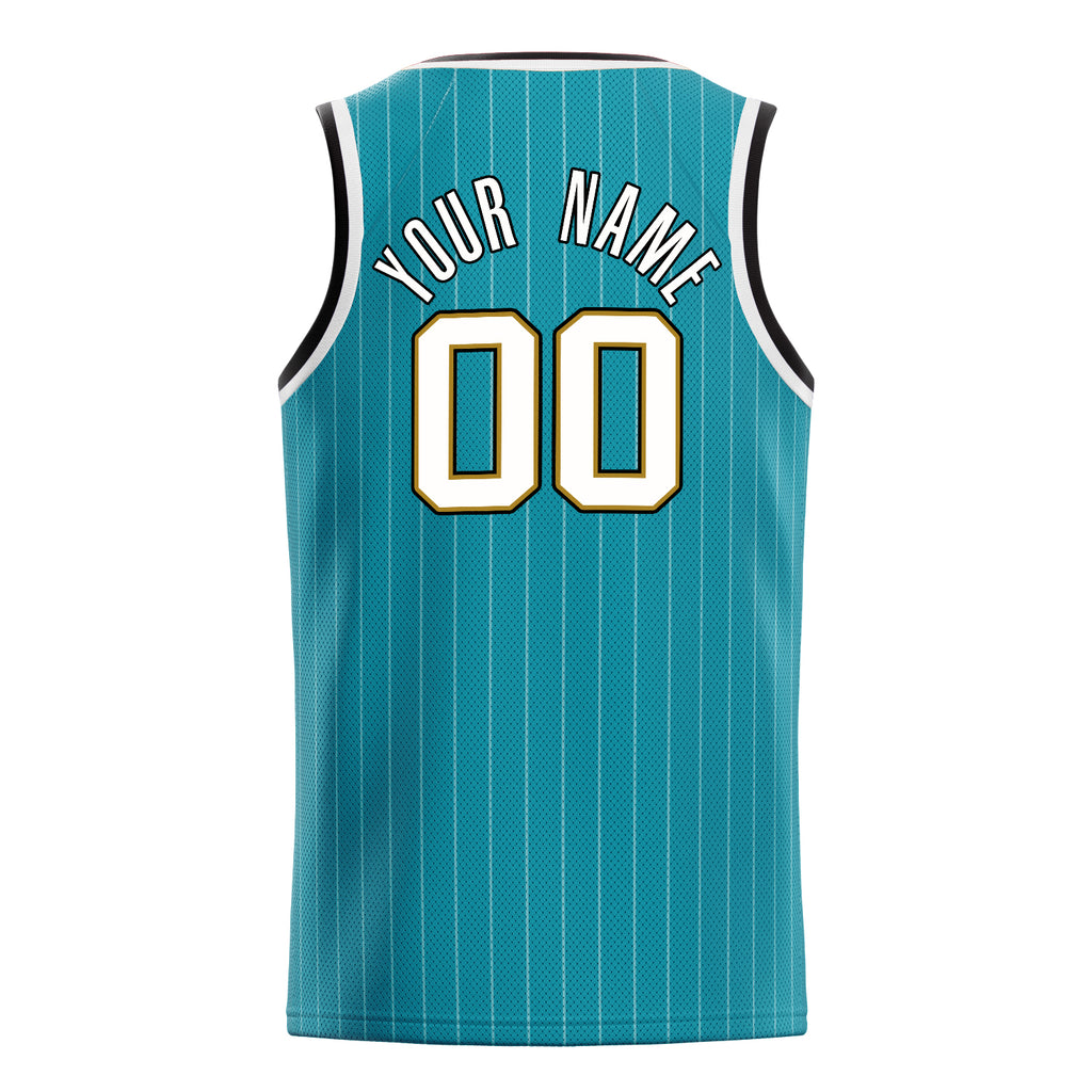 Personalized Teal & White Pinstripe Basketball Jersey