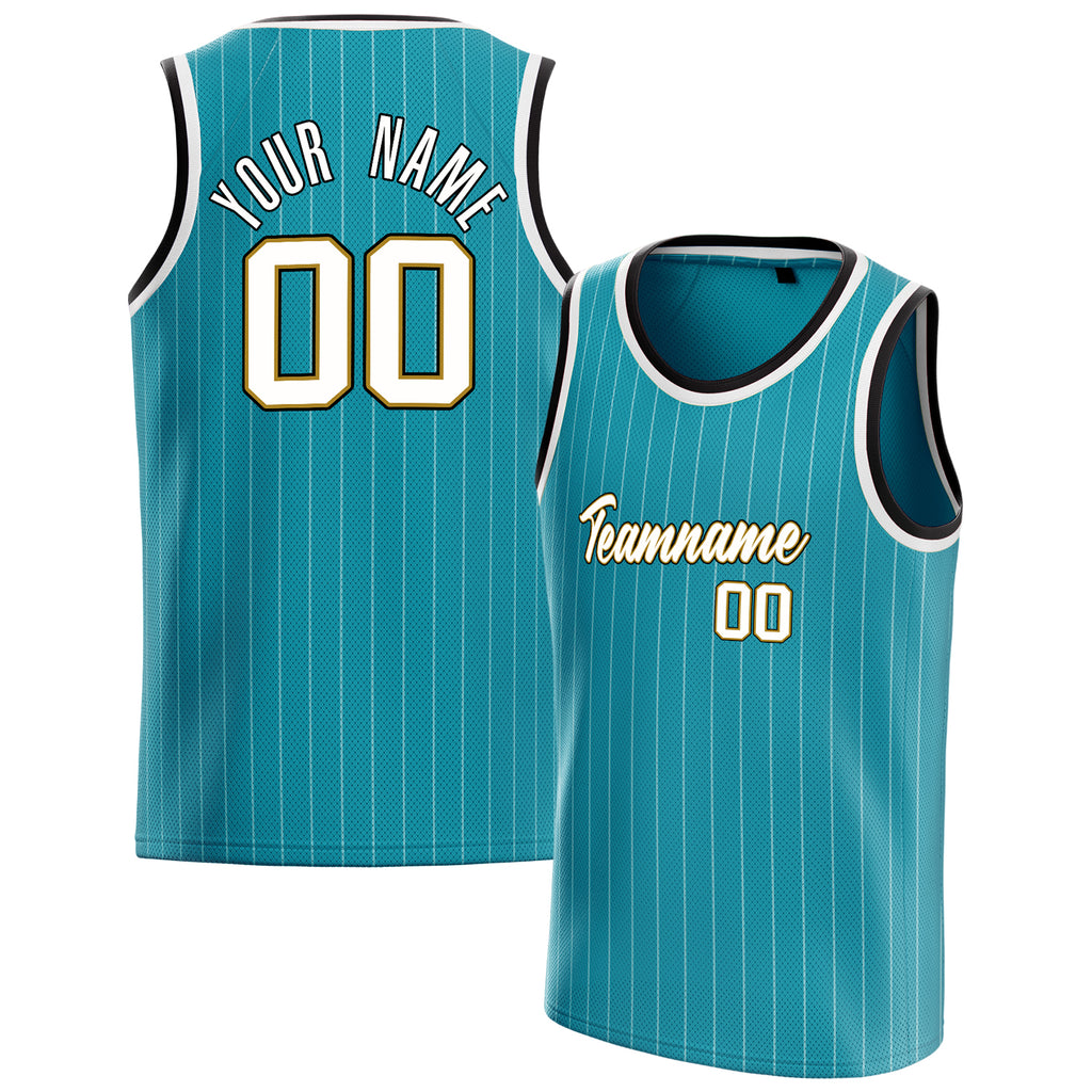 Personalized Teal & White Pinstripe Basketball Jersey