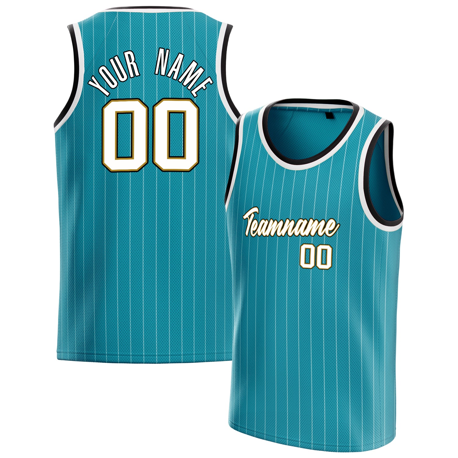 Personalized Teal & White Pinstripe Basketball Jersey