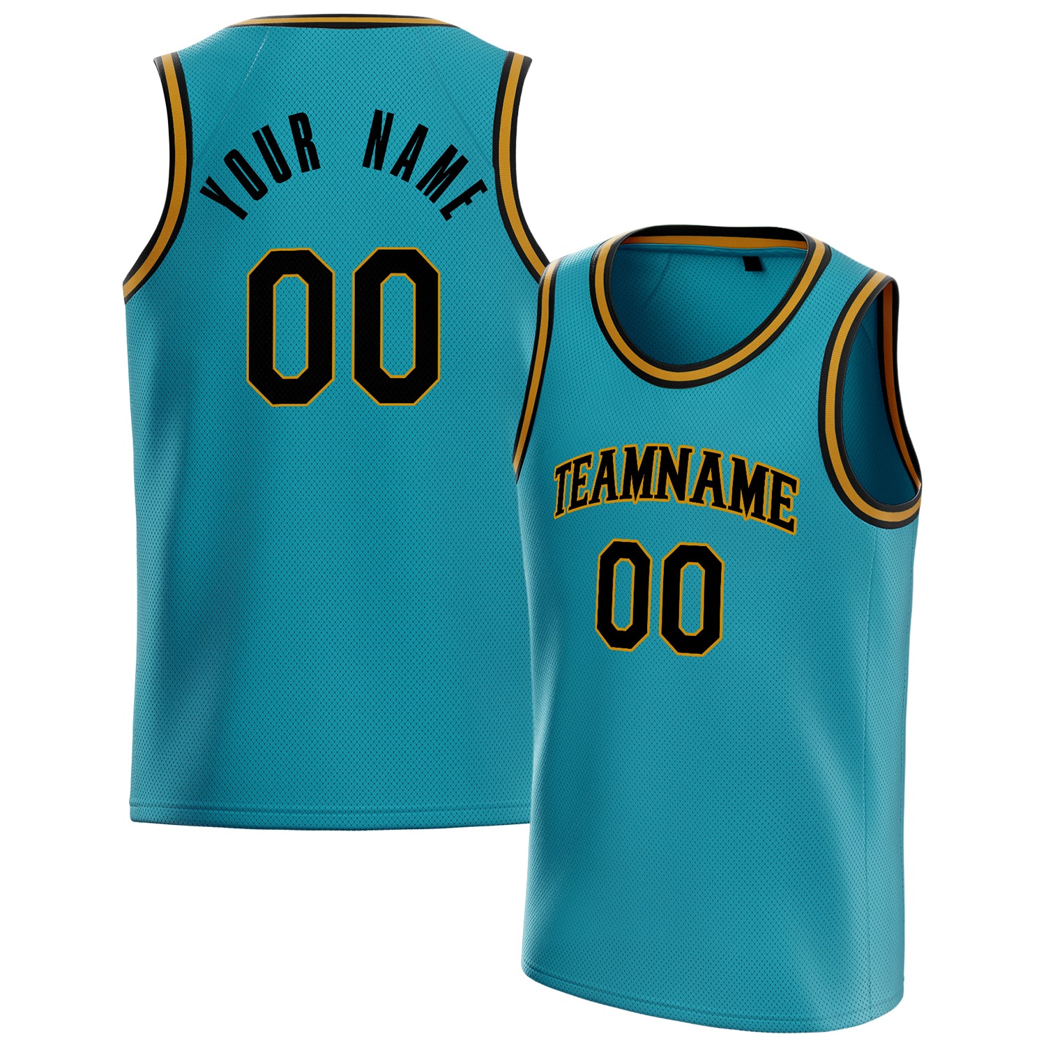 Personalized Teal & Black Solid Color Basketball Jersey