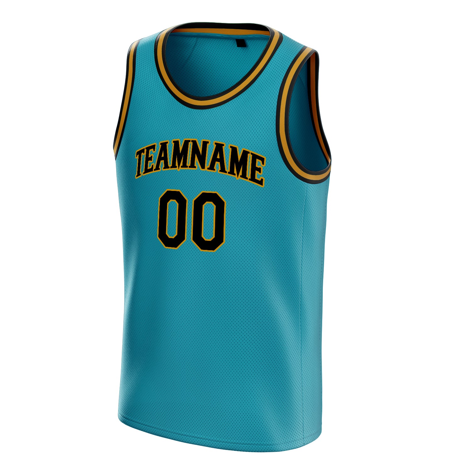 Personalized Teal & Black Solid Color Basketball Jersey
