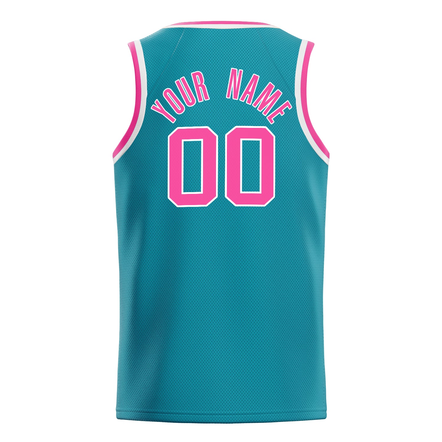 Personalized Teal & Pink Solid Color Basketball Jersey
