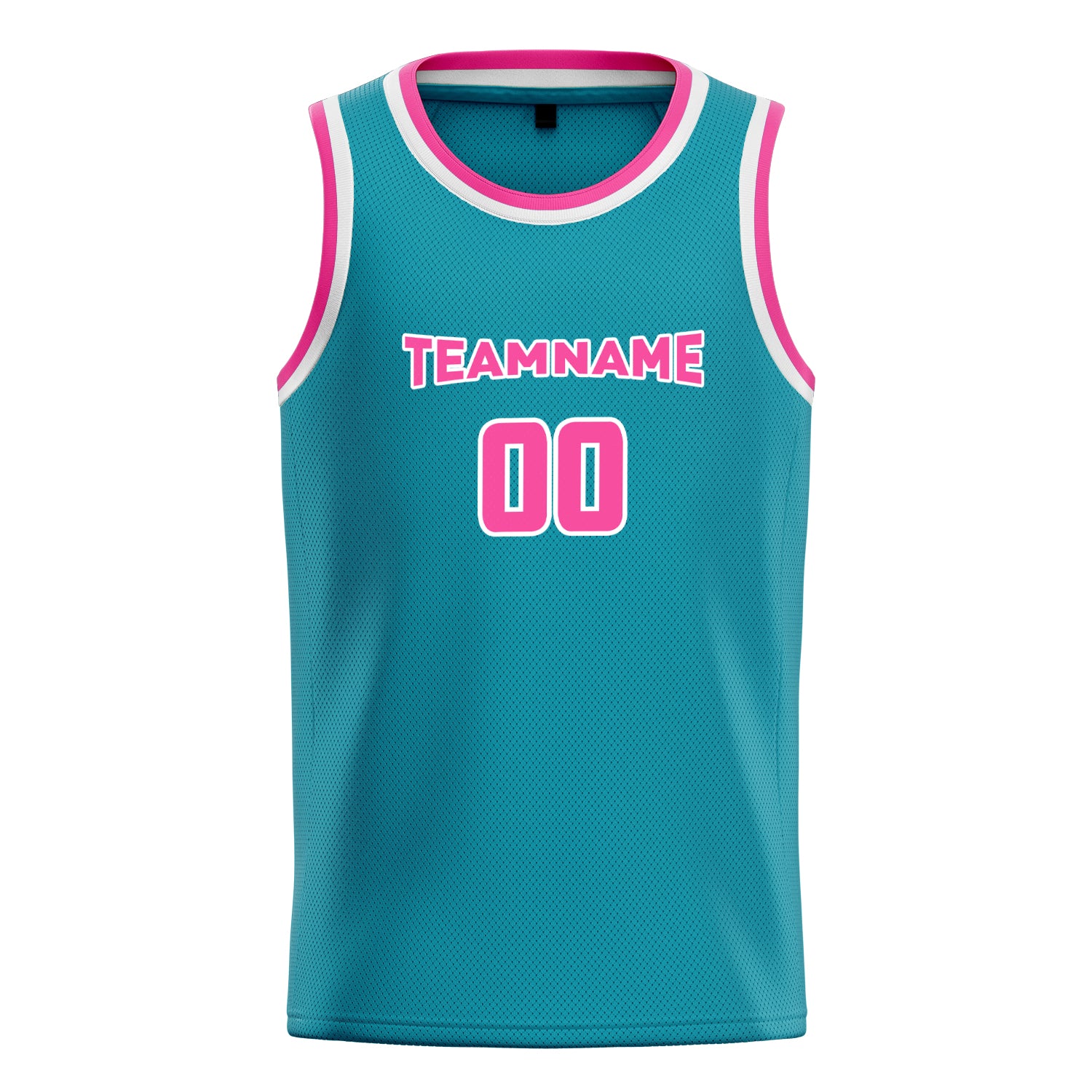 Personalized Teal & Pink Solid Color Basketball Jersey