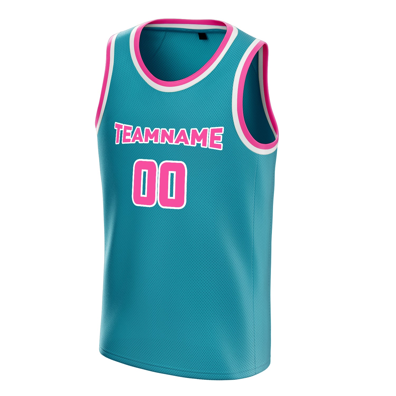 Personalized Teal & Pink Solid Color Basketball Jersey
