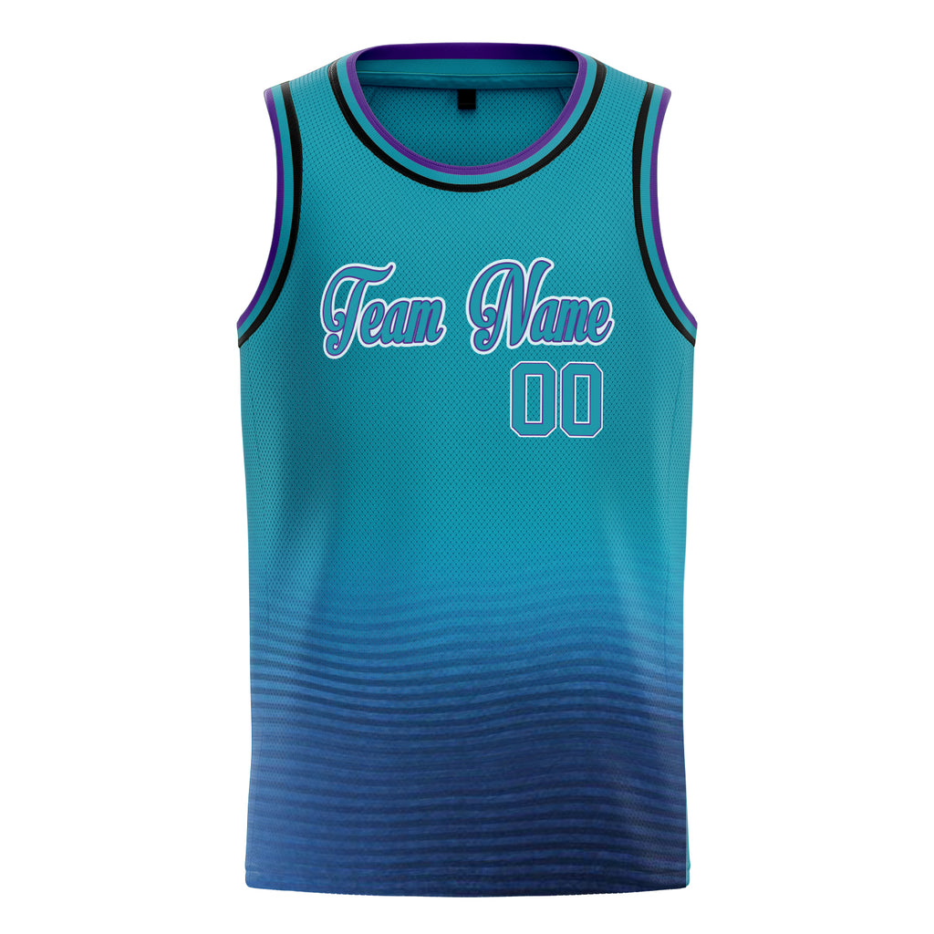 Personalized Teal & Purple Fade Basketball Jersey