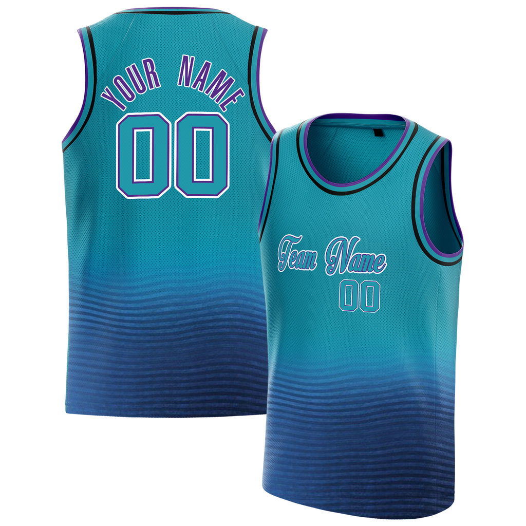 Personalized Teal & Purple Fade Basketball Jersey