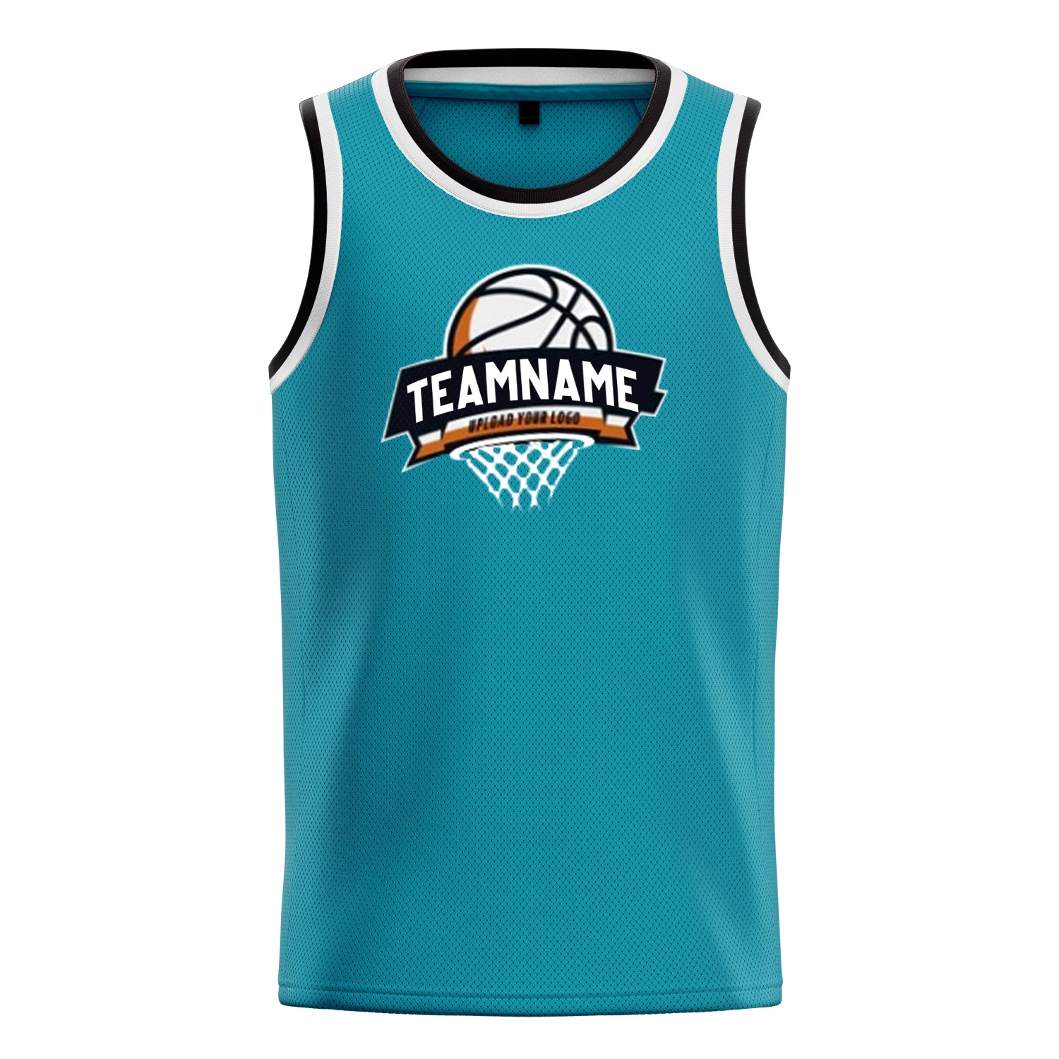 Personalized Teal & Black Solid Color Basketball Jersey