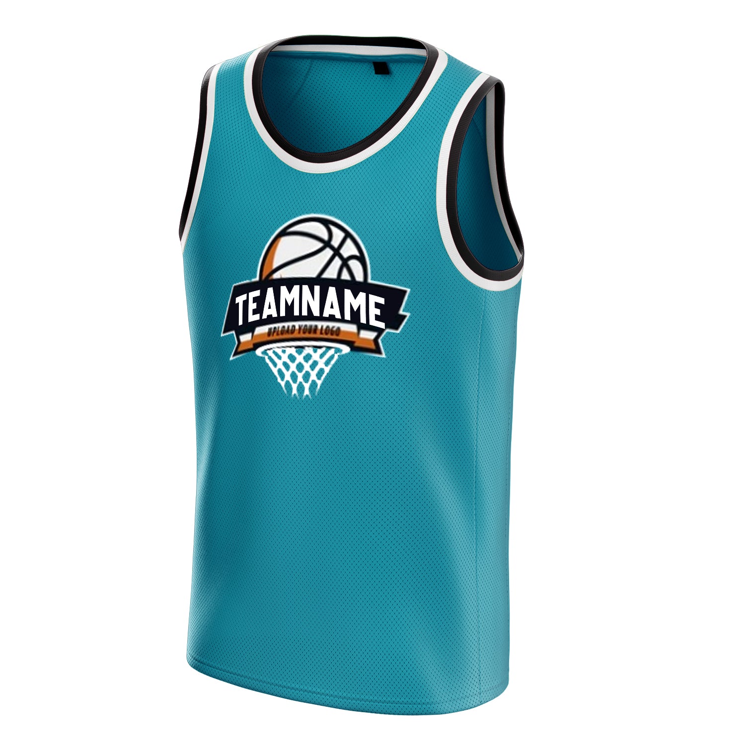 Personalized Teal & Black Solid Color Basketball Jersey