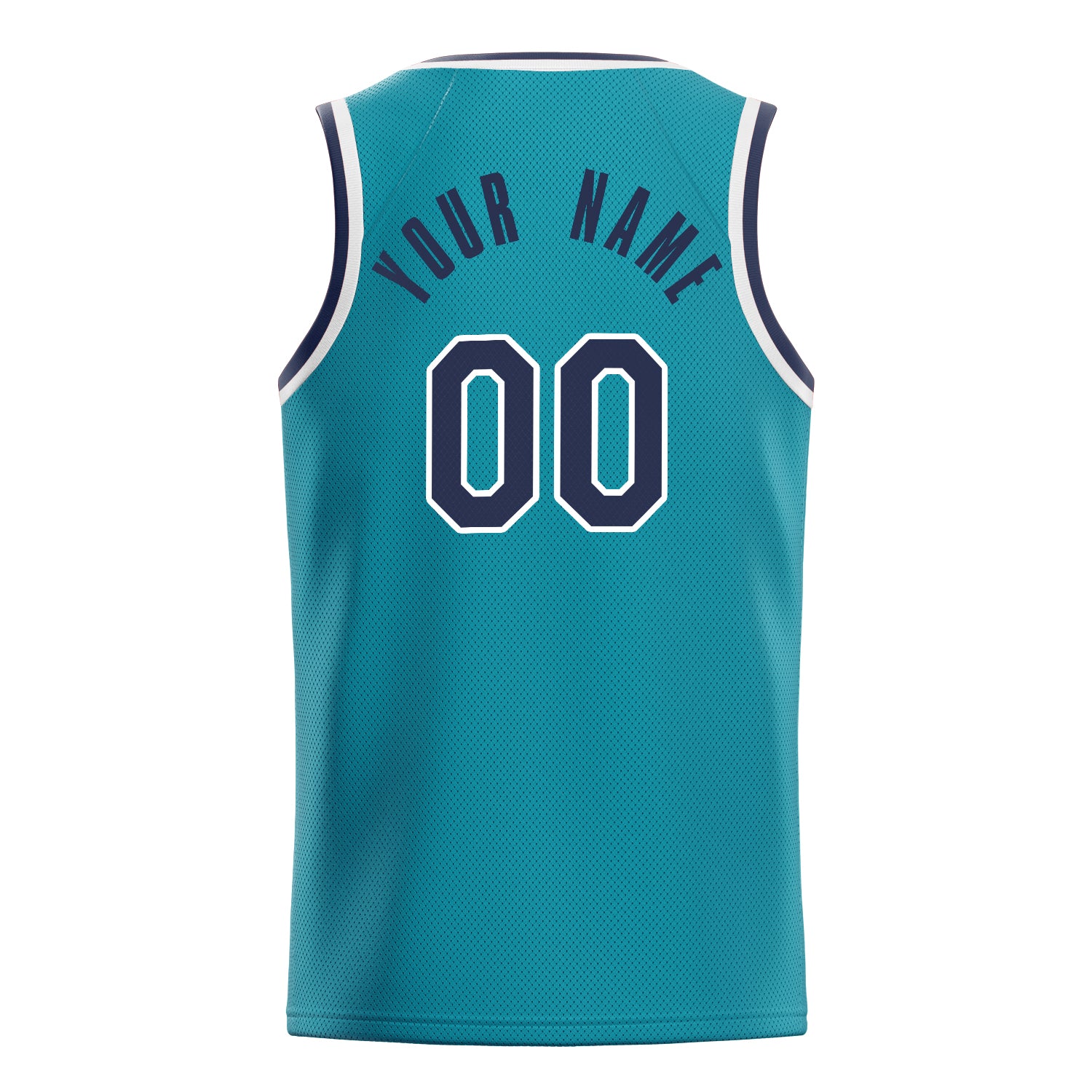 Personalized Teal & Navy Solid Color Basketball Jersey