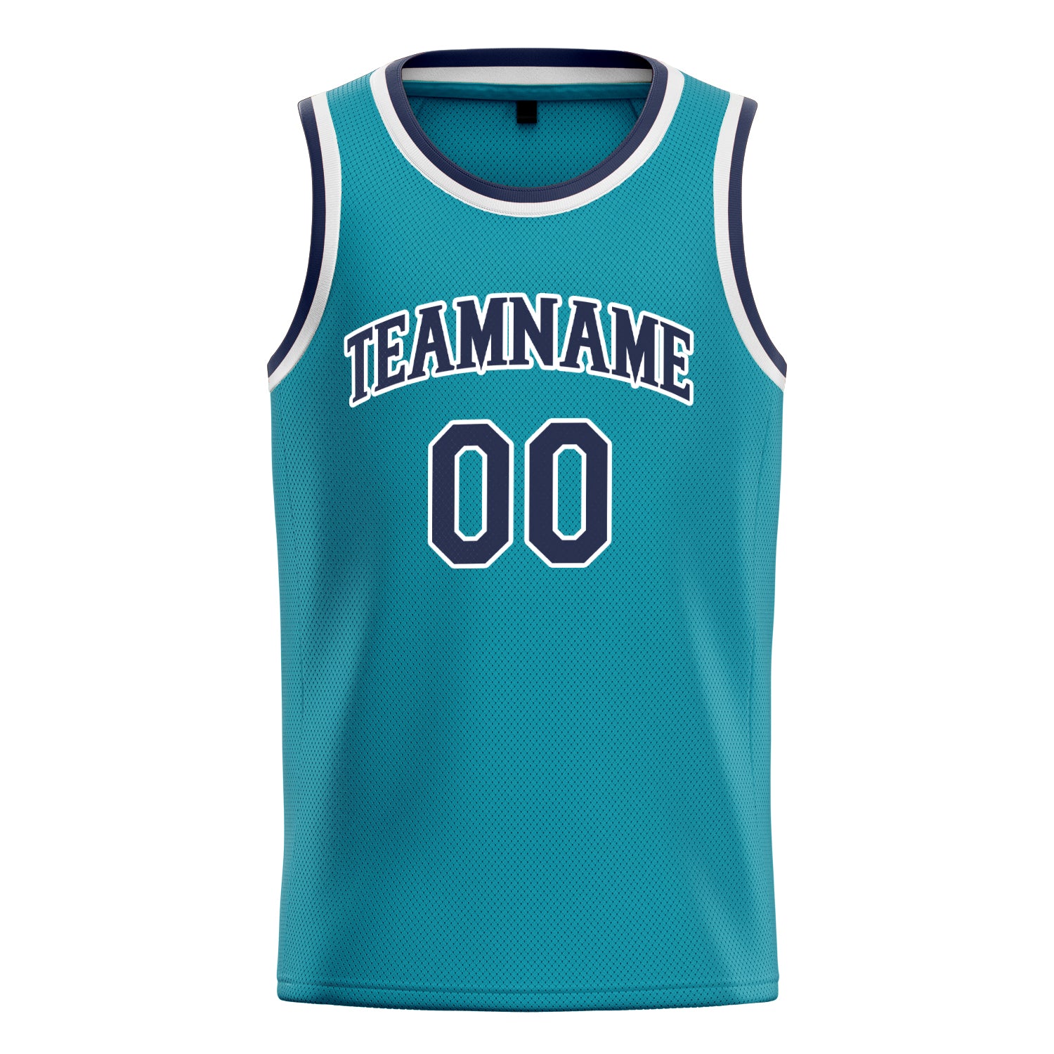 Personalized Teal & Navy Solid Color Basketball Jersey