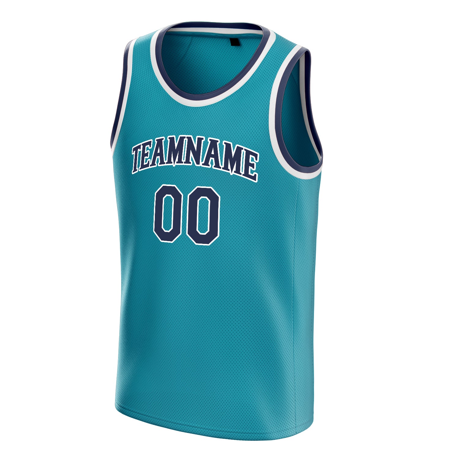 Personalized Teal & Navy Solid Color Basketball Jersey
