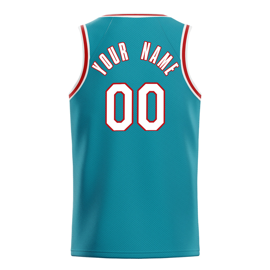 Personalized Teal & White Solid Color Basketball Jersey