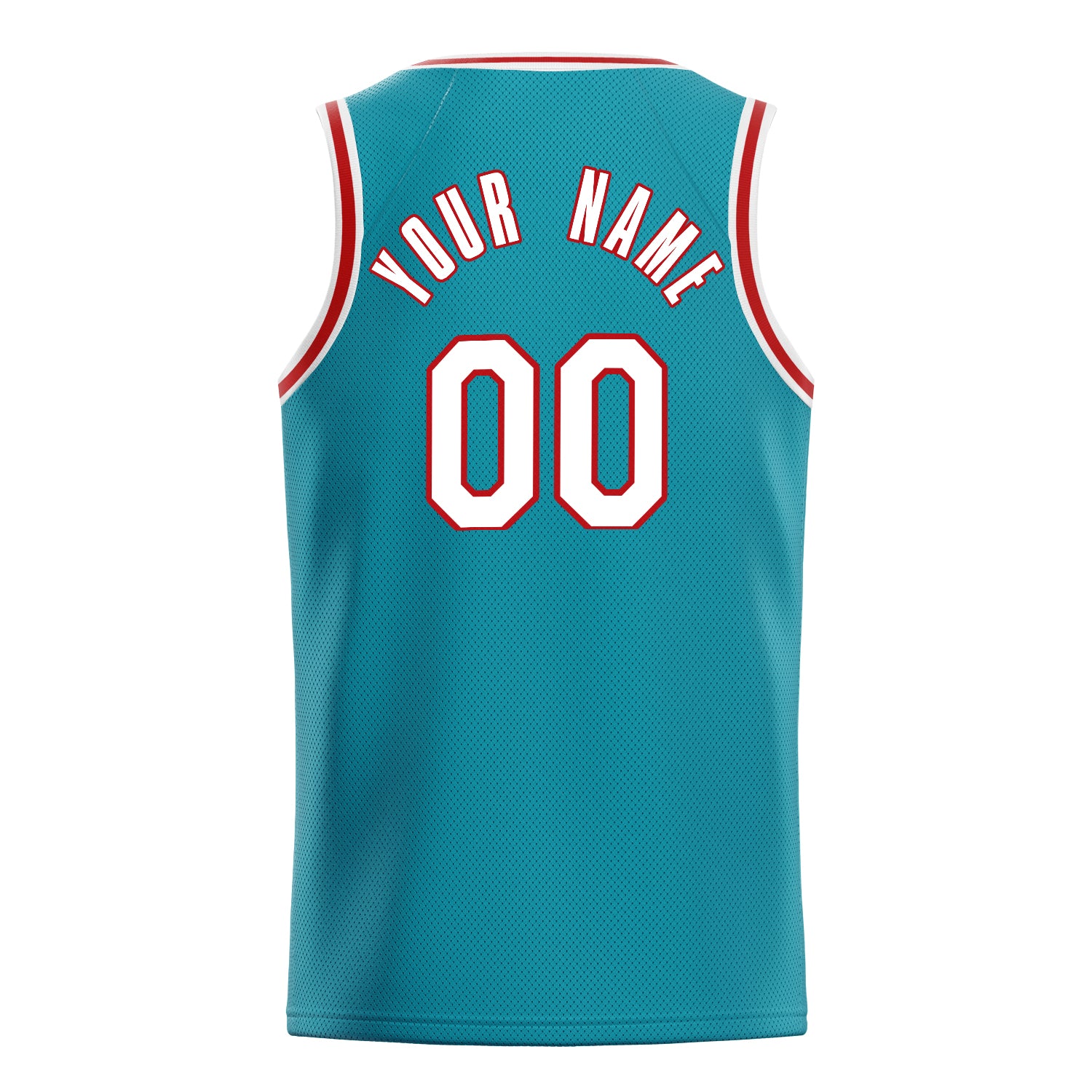 Personalized Teal & White Solid Color Basketball Jersey