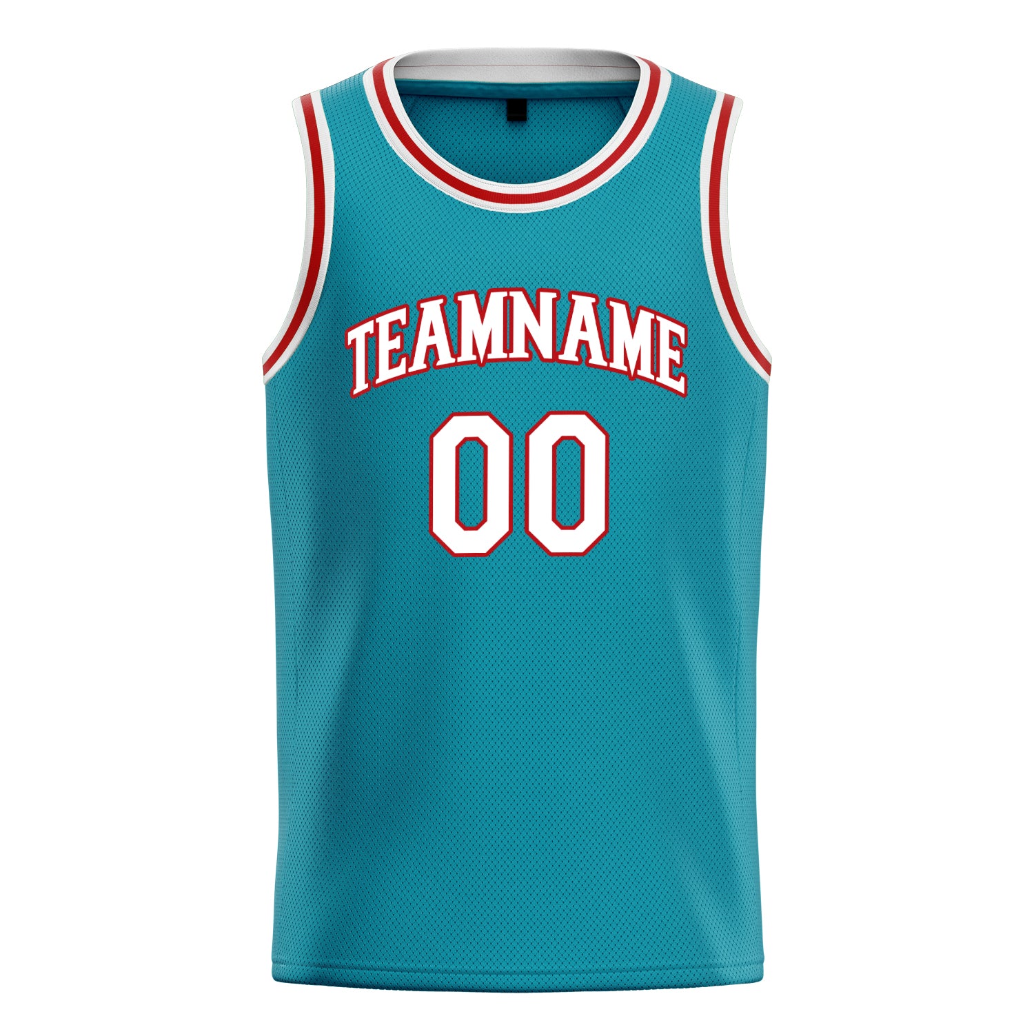 Personalized Teal & White Solid Color Basketball Jersey