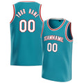 Personalized Teal & White Solid Color Basketball Jersey