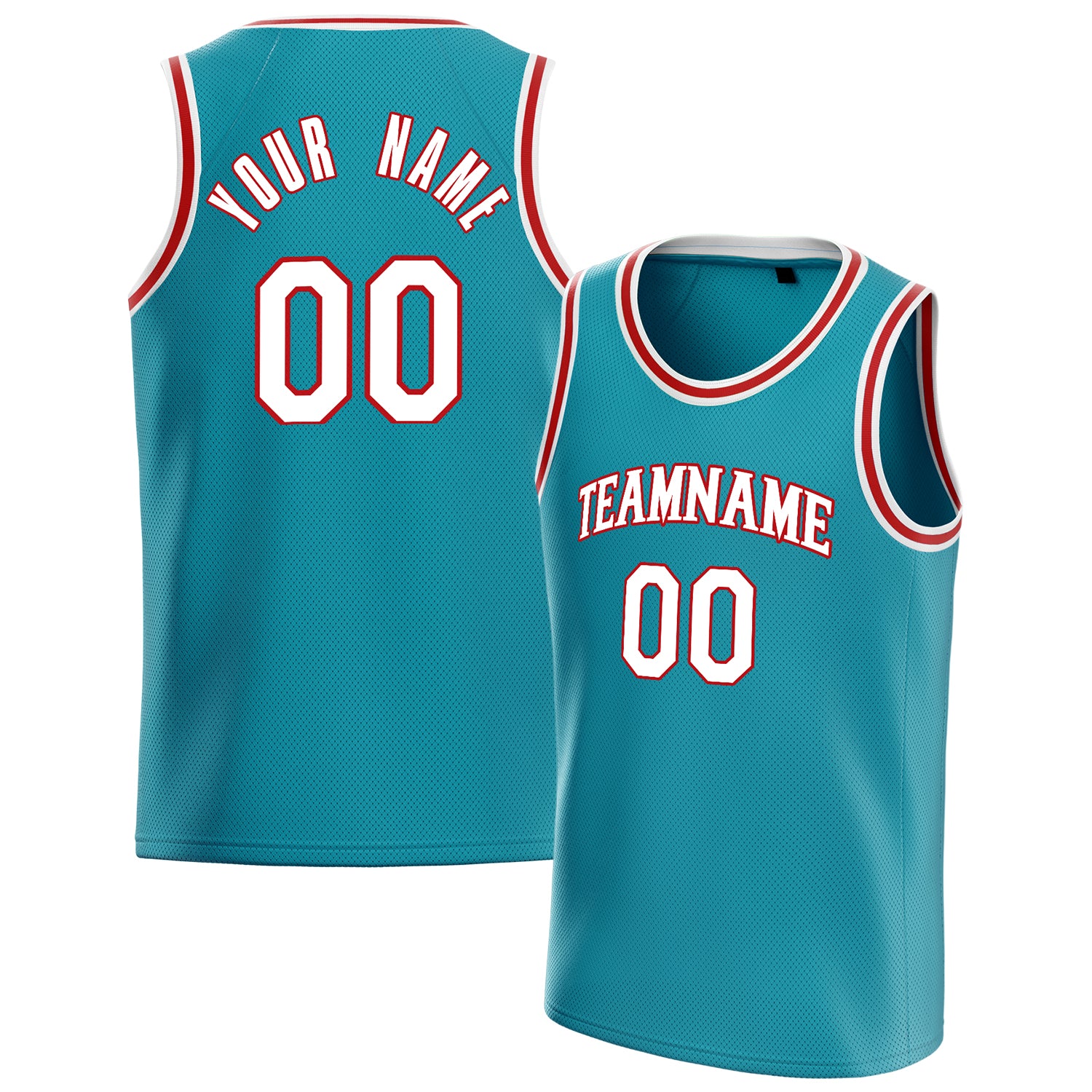 Personalized Teal & White Solid Color Basketball Jersey