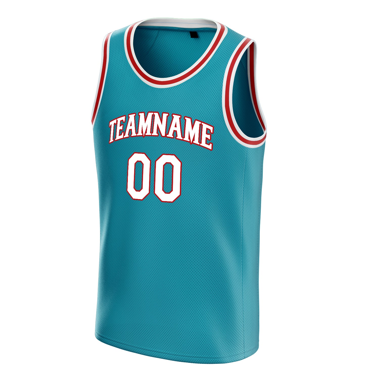 Personalized Teal & White Solid Color Basketball Jersey