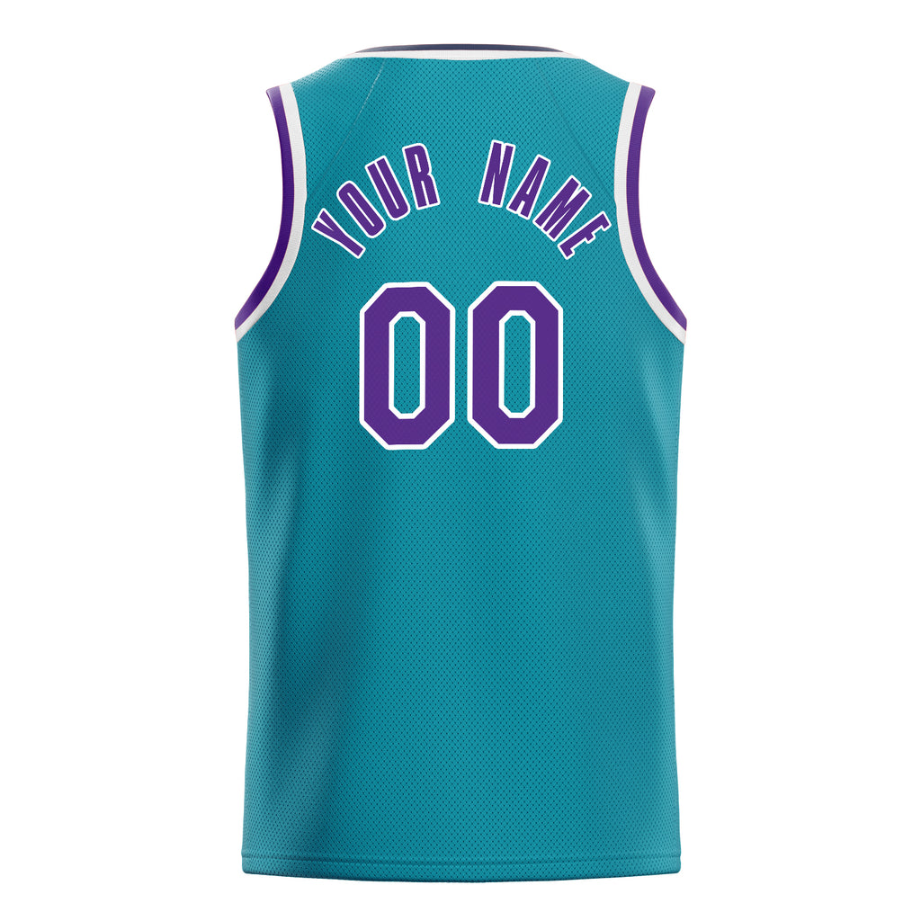 Personalized Teal & Purple Solid Color Basketball Jersey