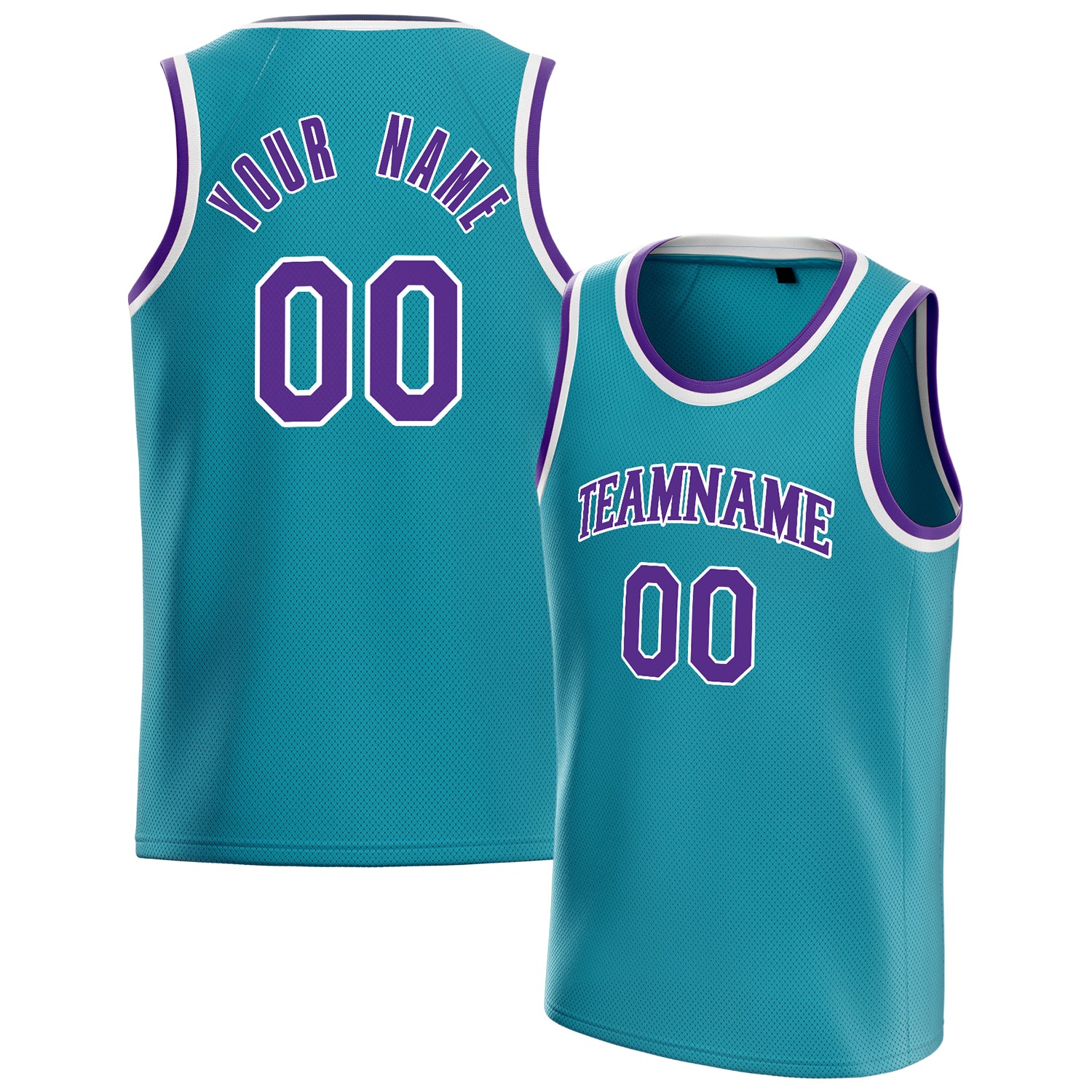 Personalized Teal & Purple Solid Color Basketball Jersey