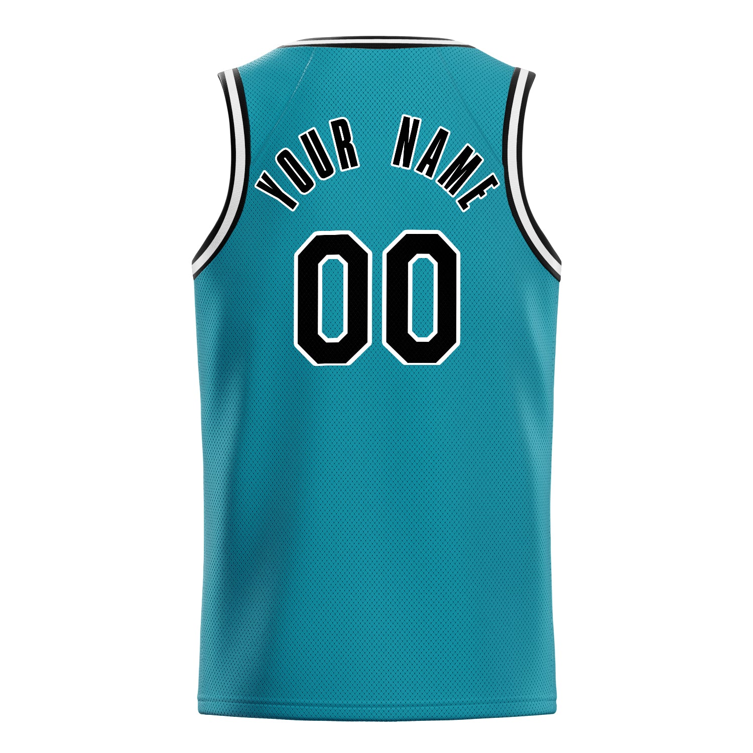 Personalized Teal & Black Solid Color Basketball Jersey